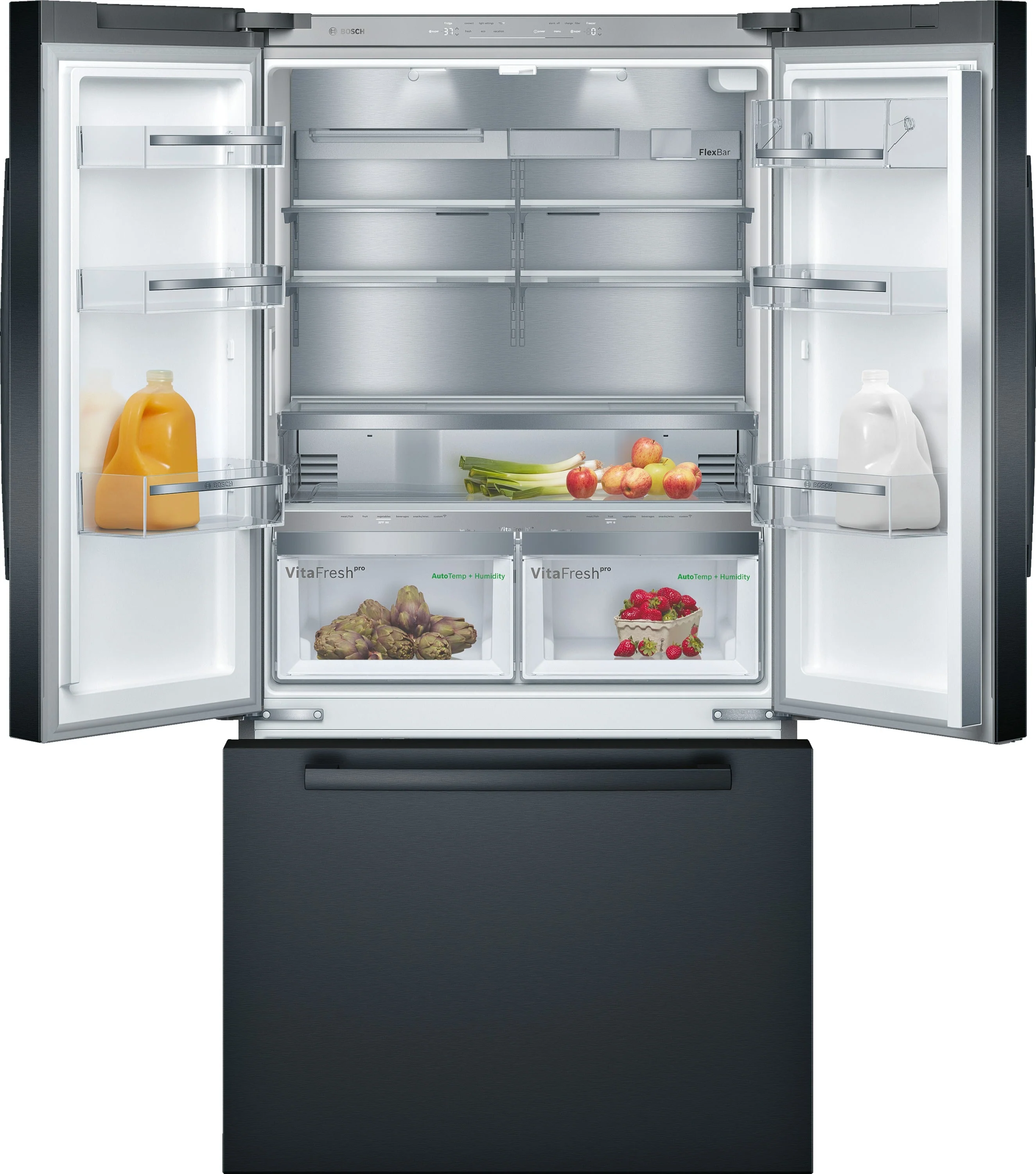 Bosch 800 Series Black Stainless Steel Counter-Depth French Door Refrigerator - B36CT80SNB - Image 2