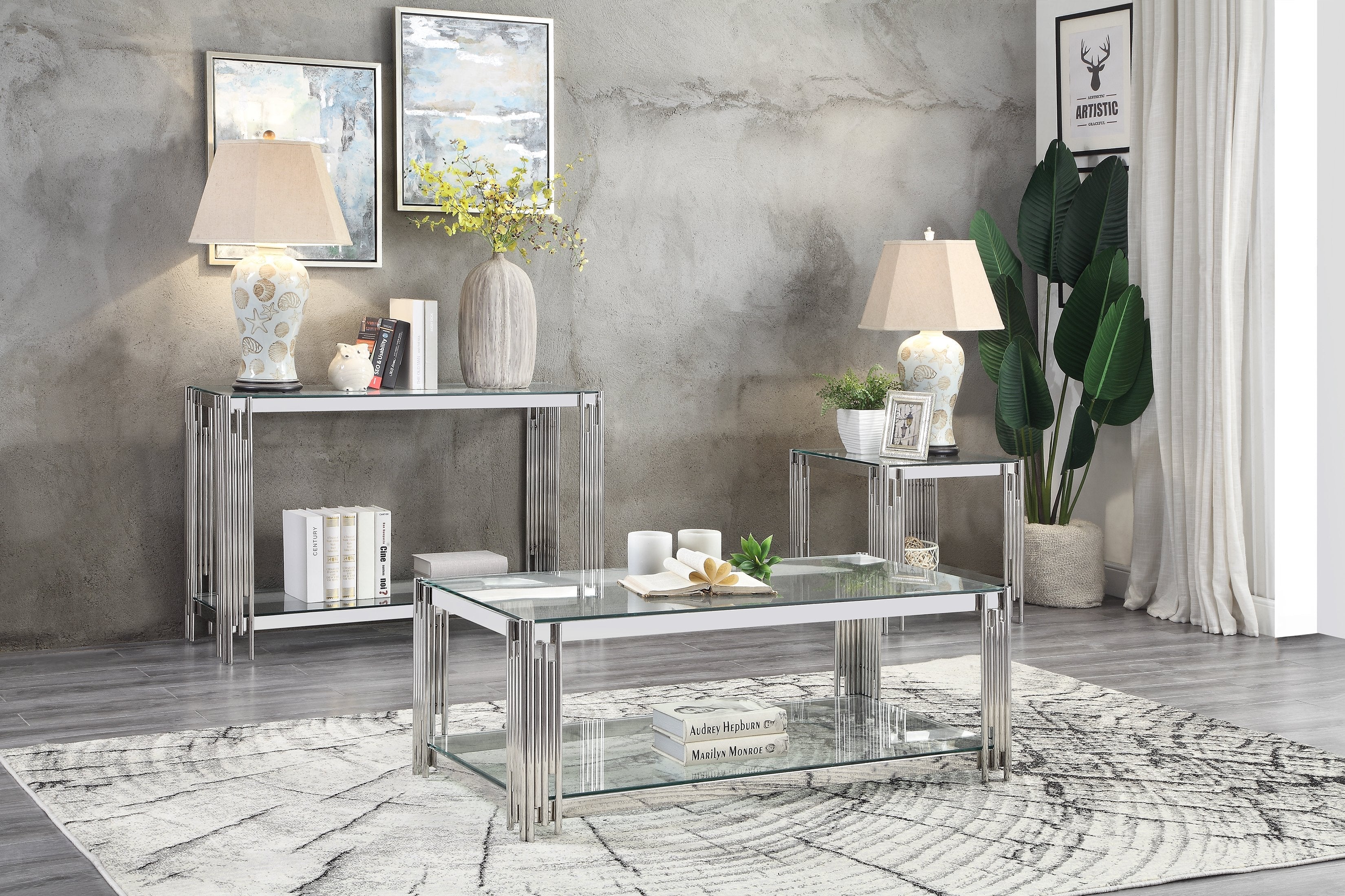 Britney Coffee Table - Glass/Stainless Steel - Image 2