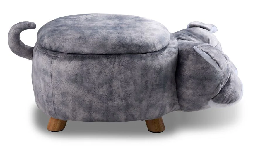 Zoo Companions Bulldog Storage Ottoman - Grey - Image 2