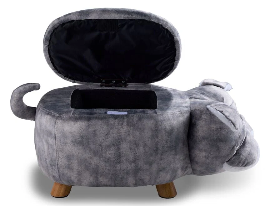 Zoo Companions Bulldog Storage Ottoman - Grey - Image 5
