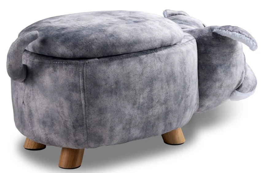 Zoo Companions Bulldog Storage Ottoman - Grey - Image 6