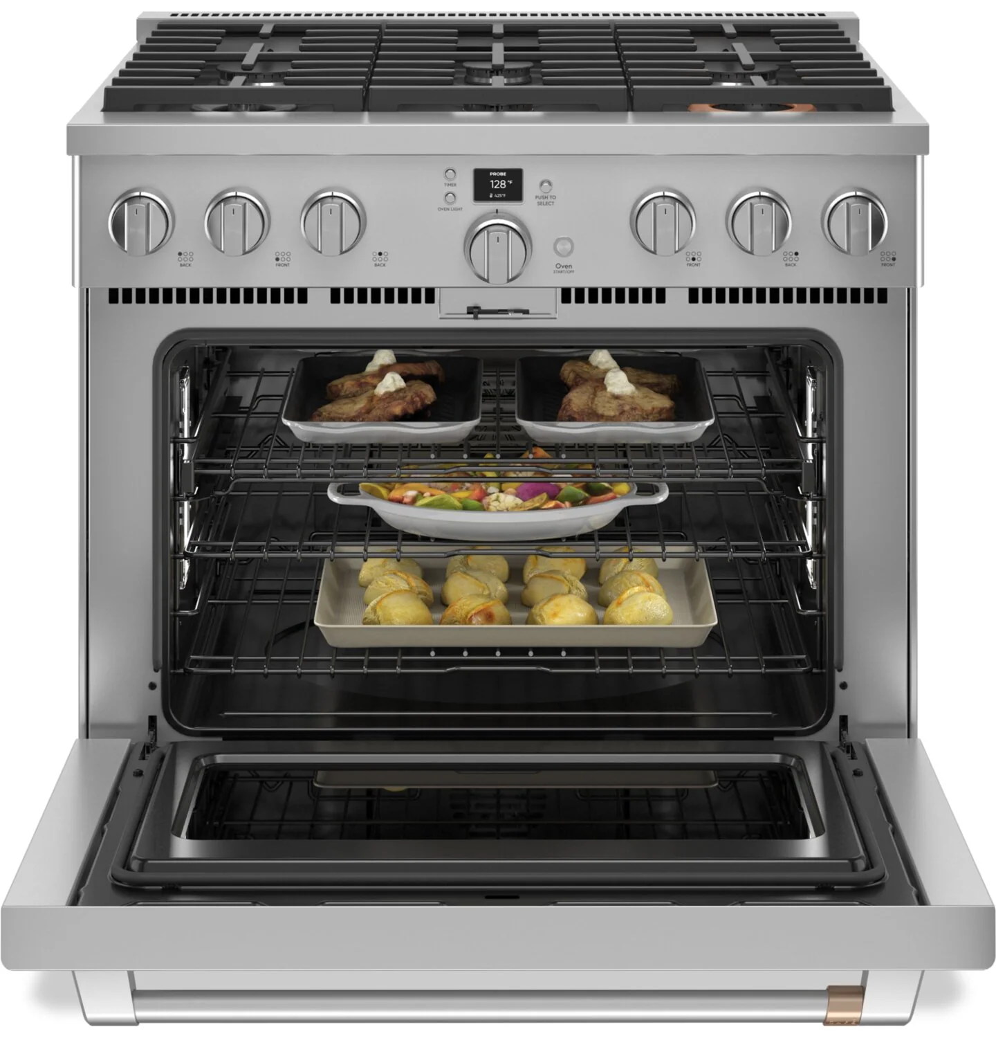 Café 5.75 Cu. Ft. Commercial-Style 6-Burner Dual Fuel Range - C2Y366P2TS1 - Image 5