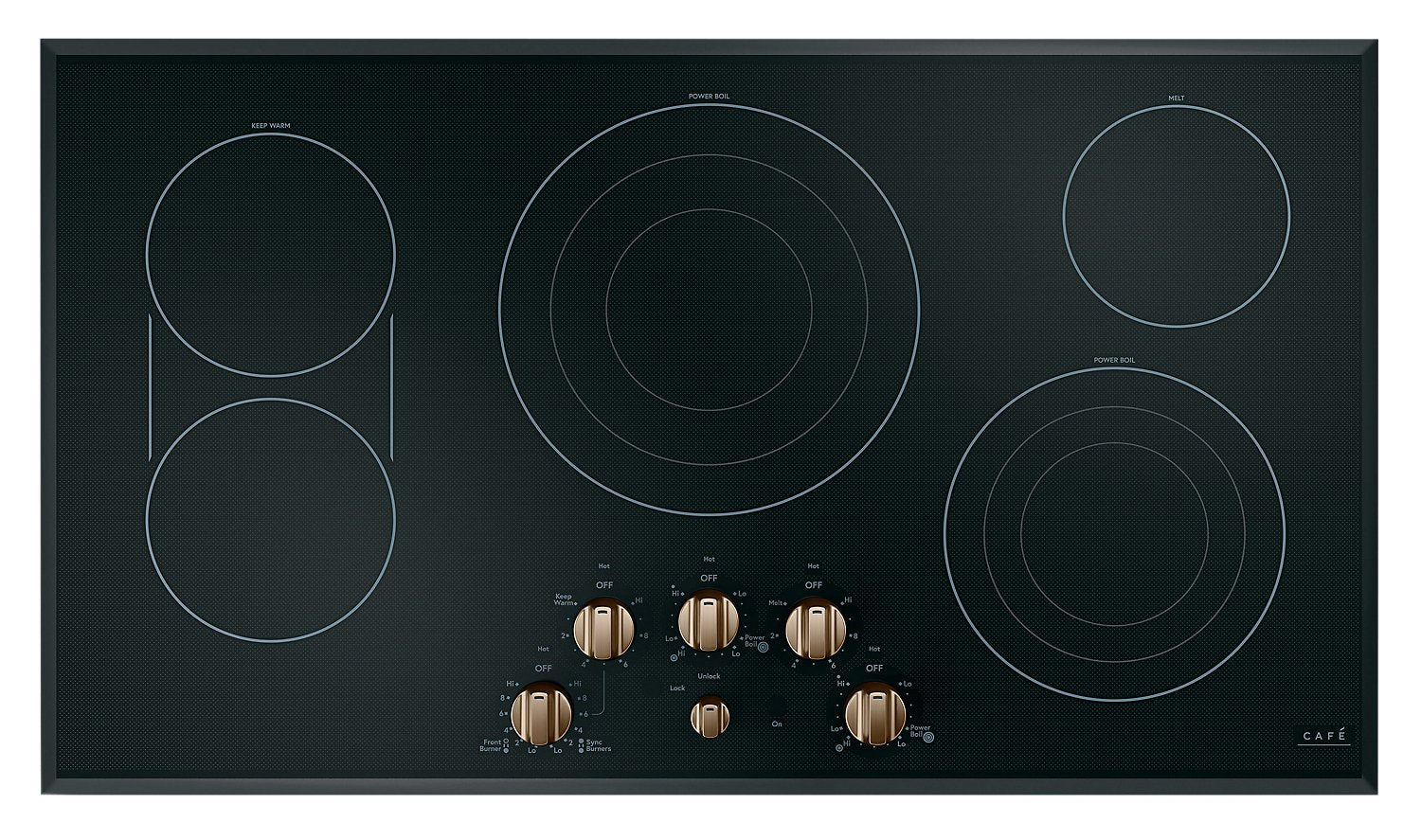 Café 5-Piece Electric Cooktop Brushed Bronze Knobs - CXCE1HKPMBZ - Image 2