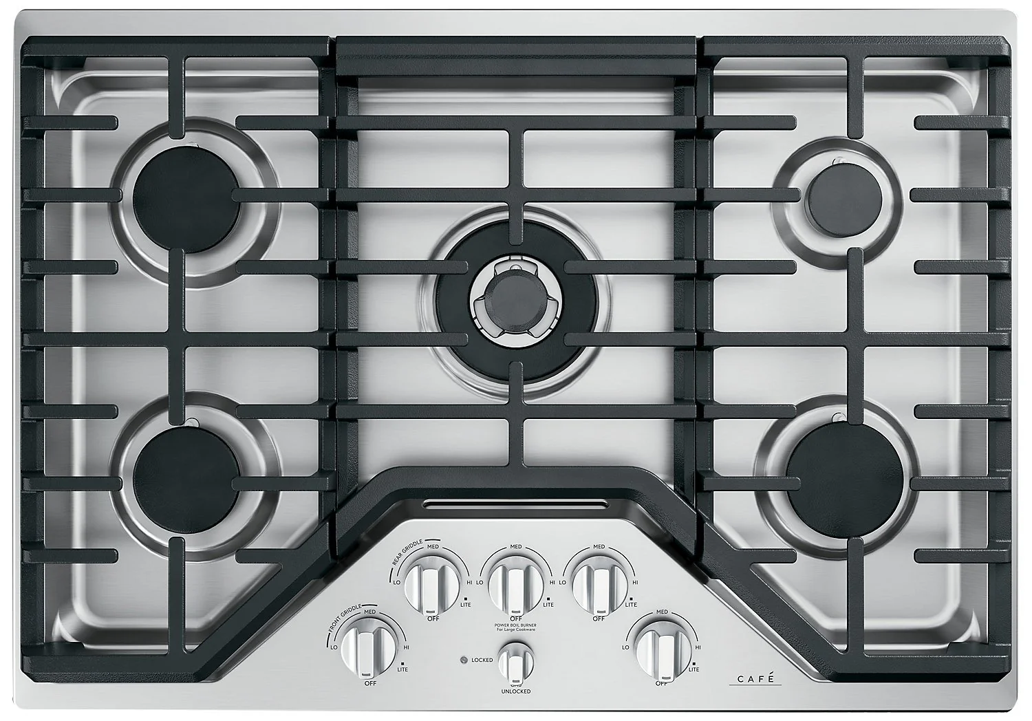Café 5-Piece Gas Cooktop Brushed Stainless Steel Knobs - CXCG1K0PMSS - Image 3