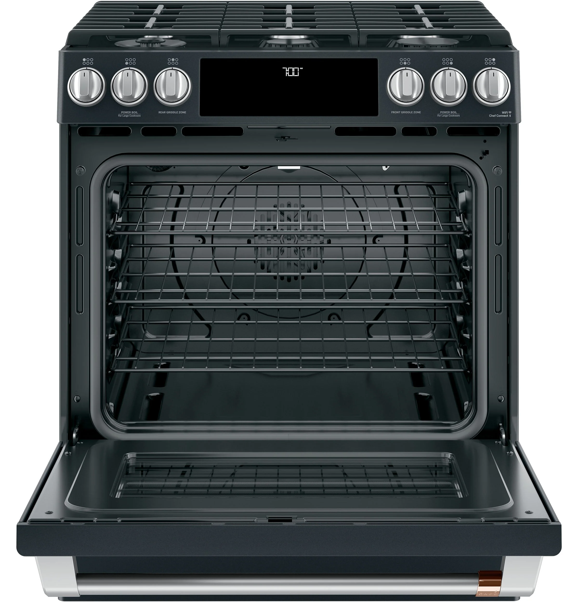 Café™ Matte Black 30" Slide-In Front Control Gas Oven with Convection Range (5.6 Cu.Ft) - CCGS700P3MD1 - Image 2