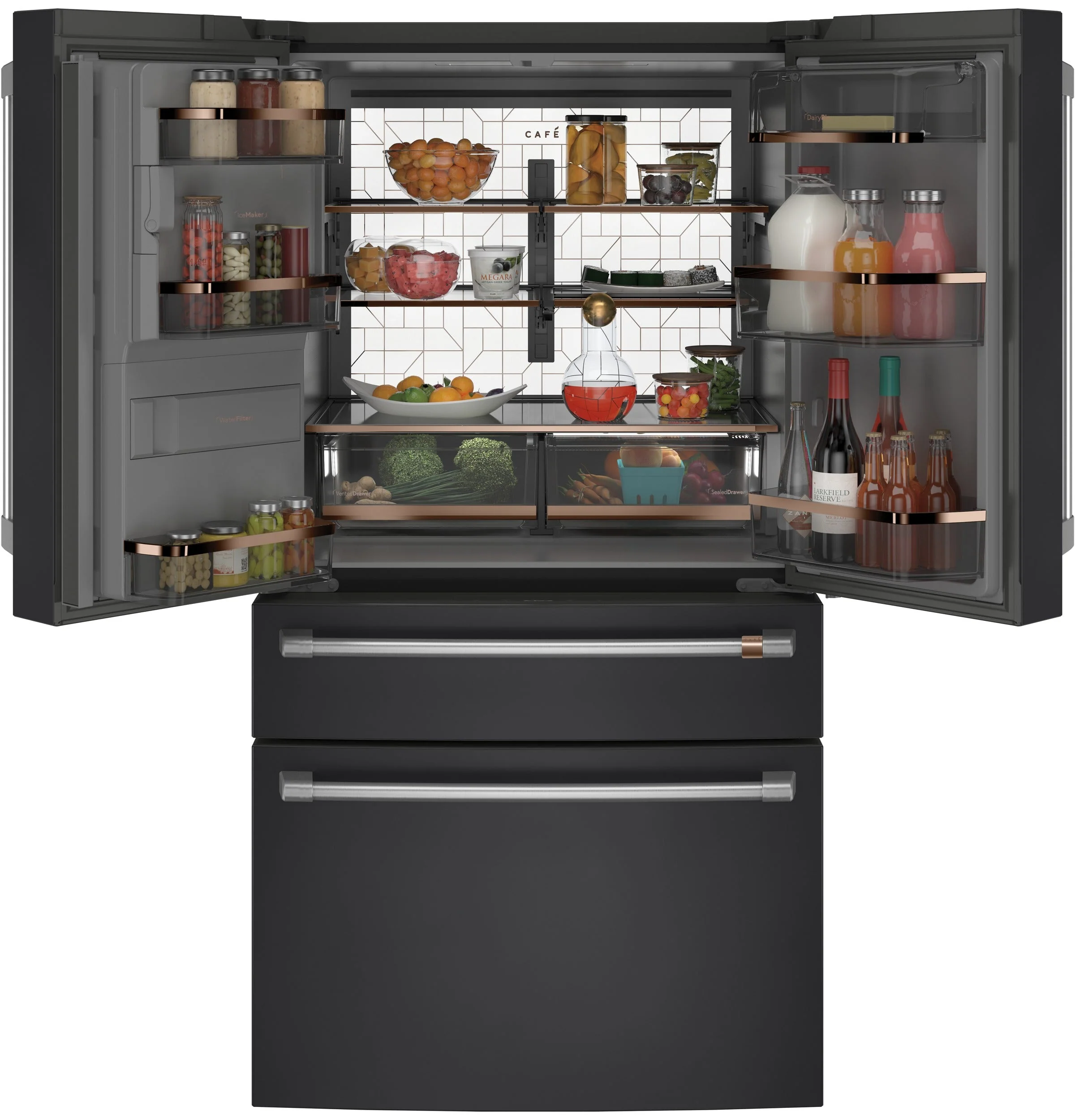 Café Matte Black 36" 4-Door French-Door Refrigerator (27.8 Cu. Ft.) - CVE28DP3ND1 - Image 3
