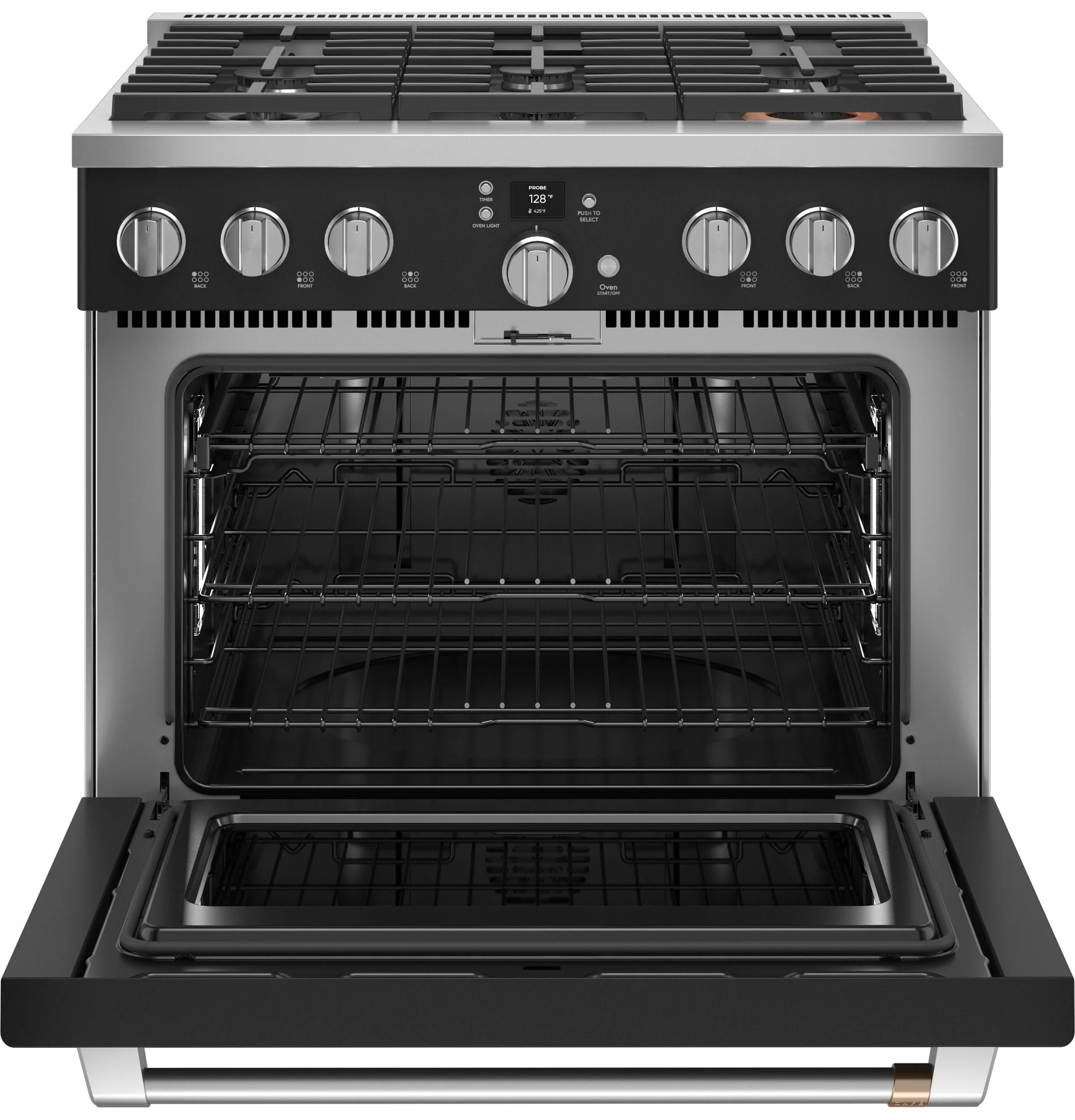 Café Matte Black 36" Commercial-Style 6-Burner Dual-Fuel Smart Range (5.75 Cu.Ft) - C2Y366P3TD1 - Image 3