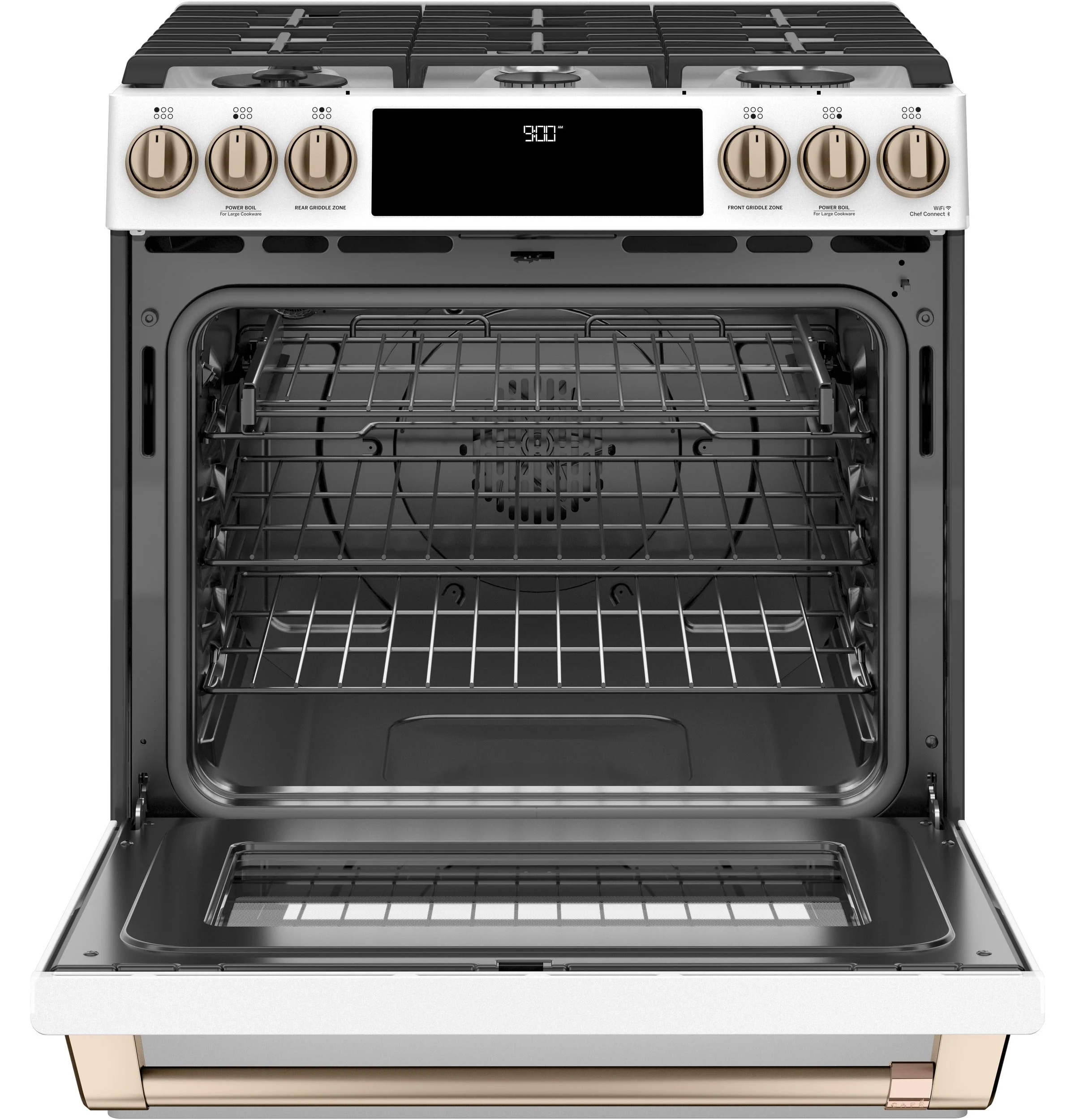 Café™ Matte White 30'' Slide-In Front Control Dual-Fuel Convection Range with Warming Drawer (5.7 Cu.Ft) - CC2S900P4MW2 - Image 3