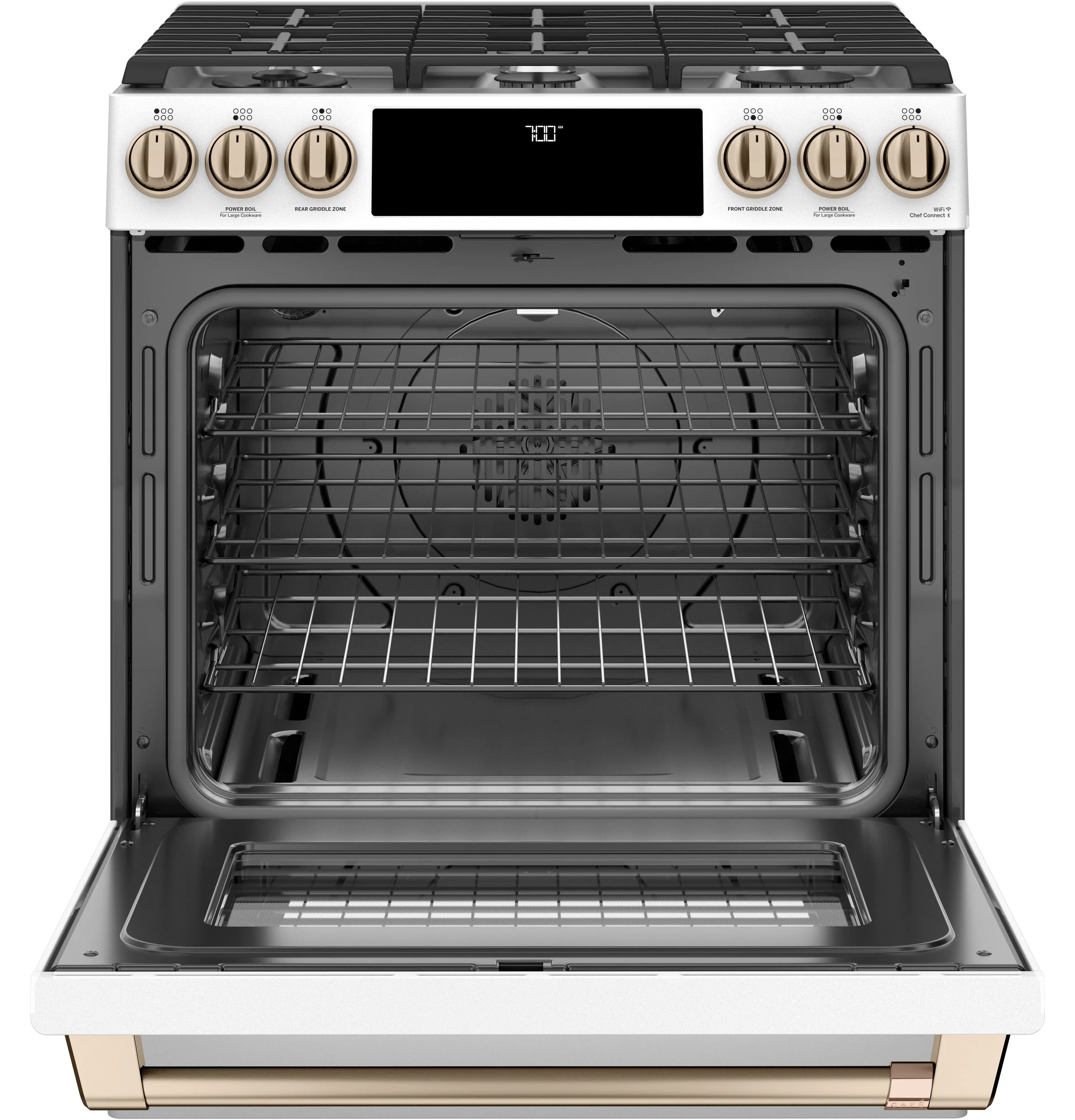 Café™ Matte White 30'' Slide-In Front Control Gas Oven with Convection Range (5.6 Cu.Ft) - CCGS700P4MW2 - Image 2