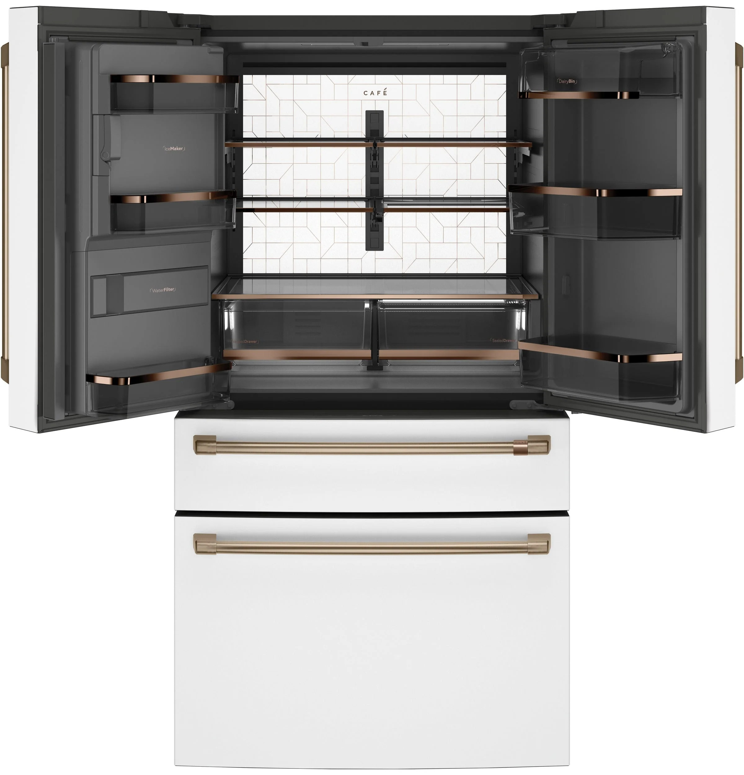 Café Matte White 36" 4-Door French-Door Refrigerator (27.8 Cu. Ft.) - CVE28DP4NW2 - Image 3
