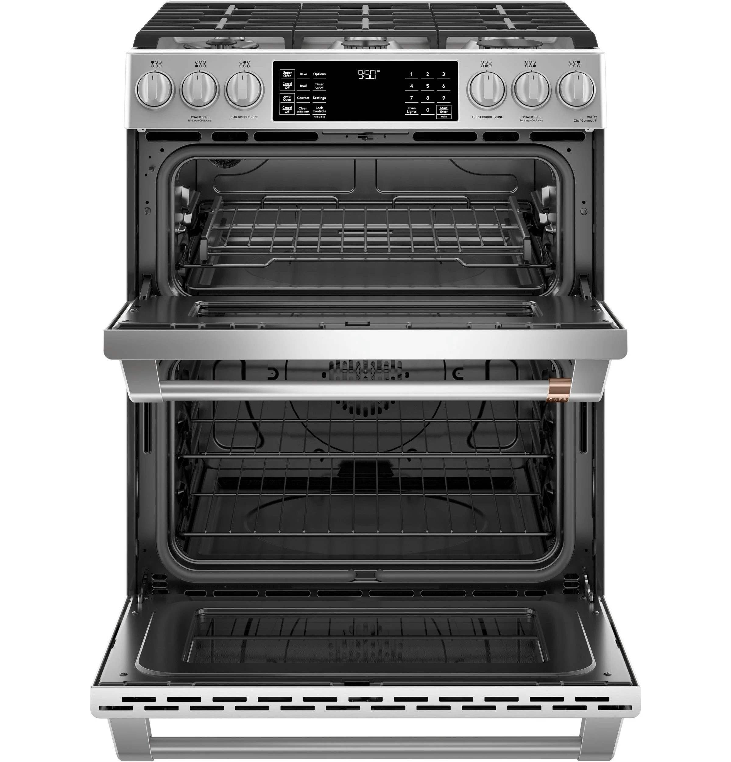Café™ Stainless Steel 30" Slide-In Front Control Dual-Fuel Double Oven with Convection Range (6.7 Cu.Ft) - CC2S950P2MS1 - Image 3