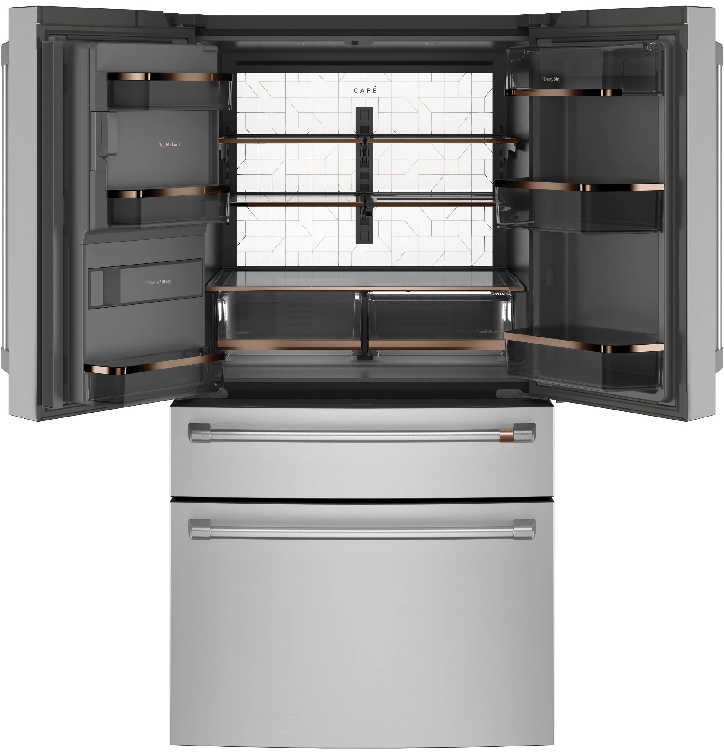 Café Stainless Steel 36" 4-Door French-Door Refrigerator (27.8 Cu. Ft.) - CVE28DP2NS1 - Image 3