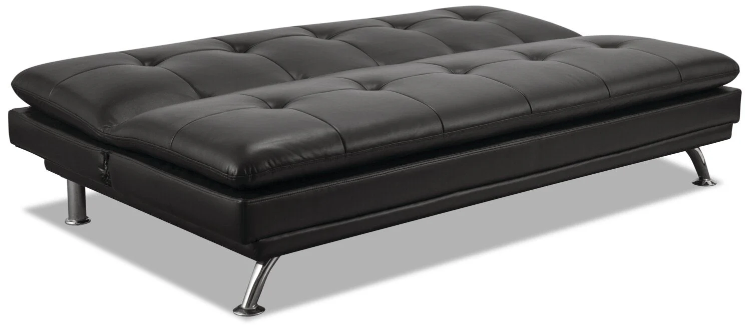Calder Leather-Look Fabric Futon - Black - Image 2