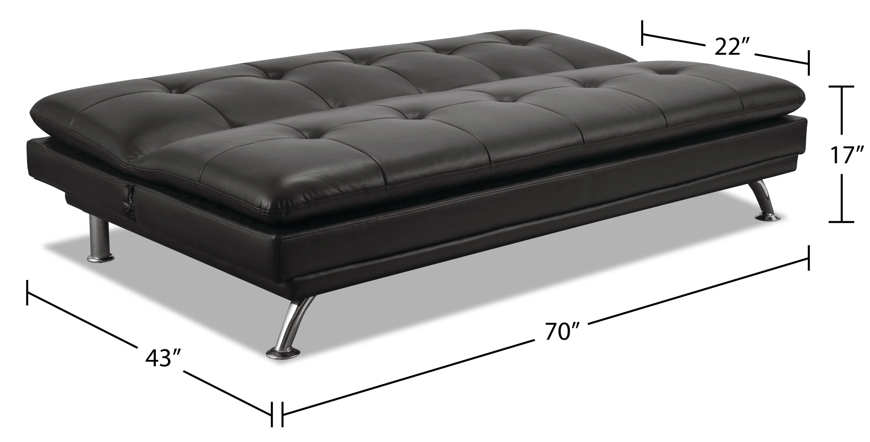 Calder Leather-Look Fabric Futon - Black - Image 6