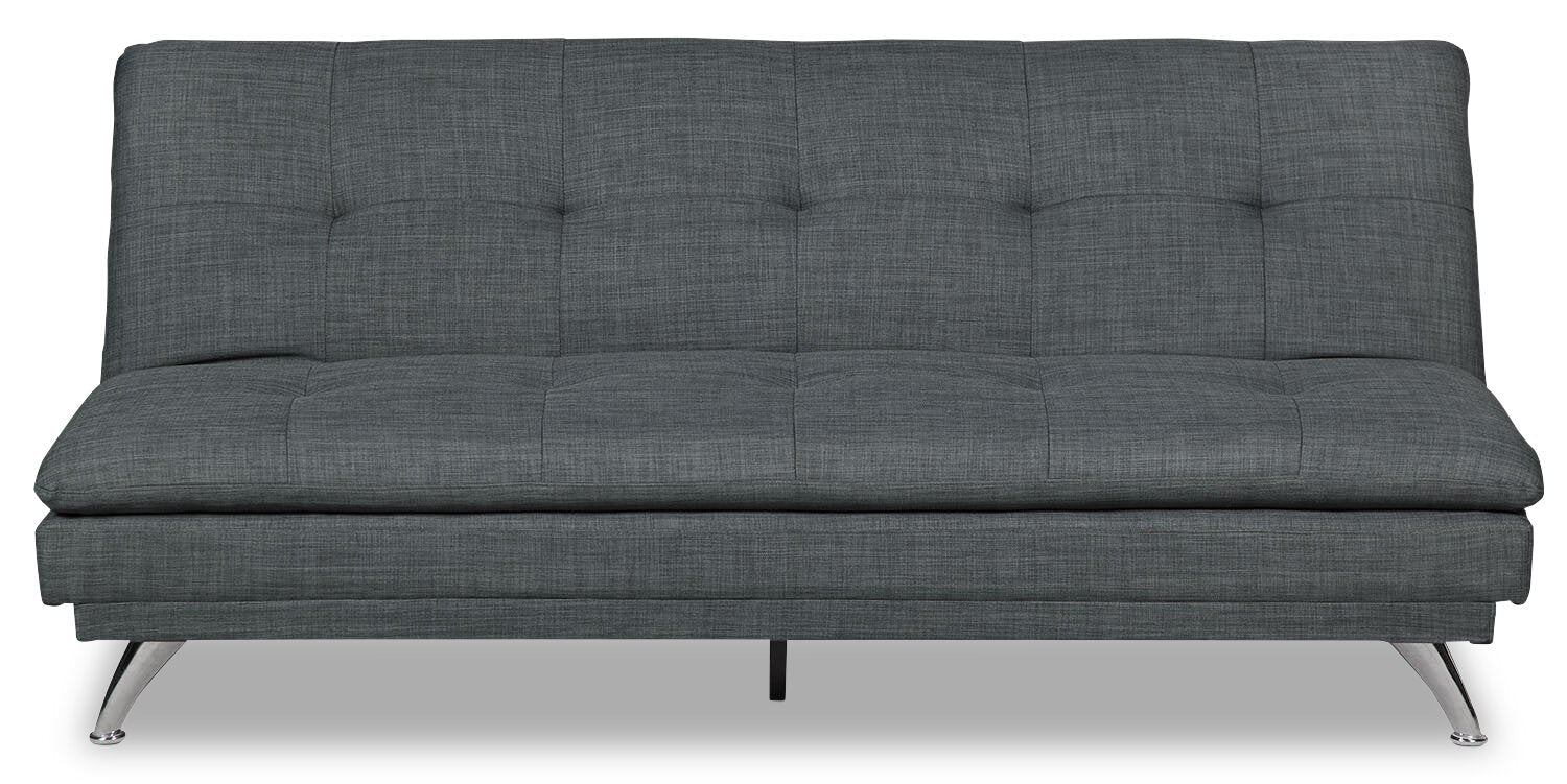 Calder Armless Linen-Look Fabric Futon - Grey