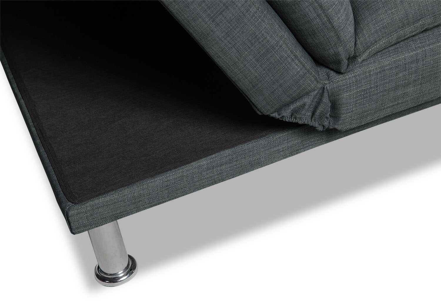 Calder Armless Linen-Look Fabric Futon - Grey - Image 6