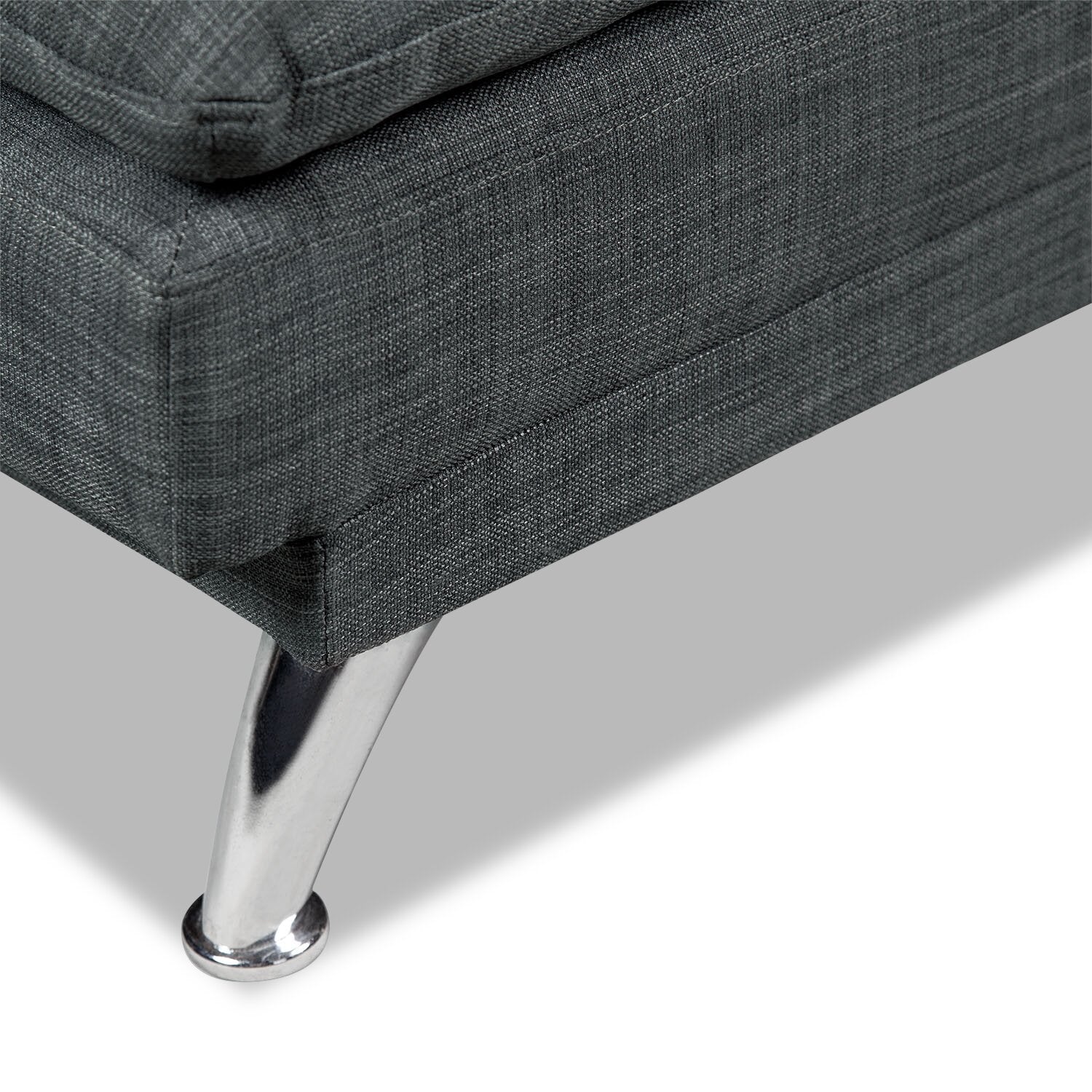 Calder Armless Linen-Look Fabric Futon - Grey - Image 7