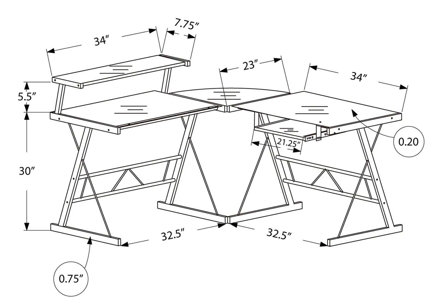 Calton L-Shaped Desk - Black - Image 4