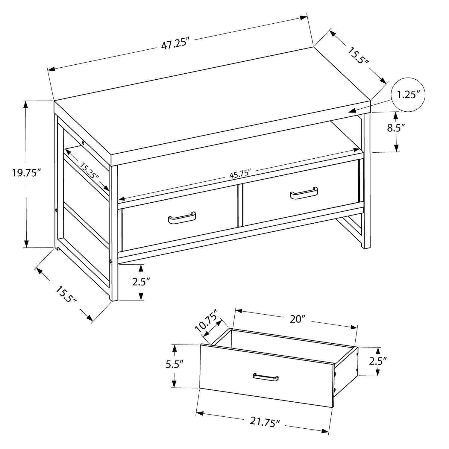 Cardiff 48" TV Stand - Black - Image 6