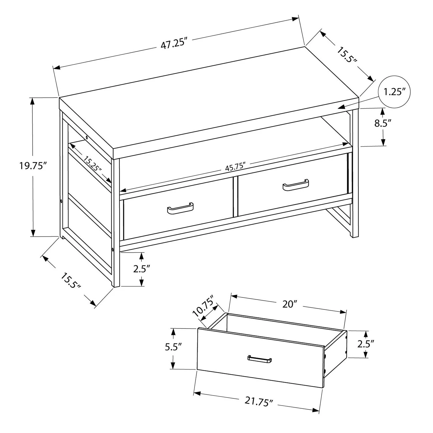 Cardiff 48" TV Stand - Taupe - Image 6