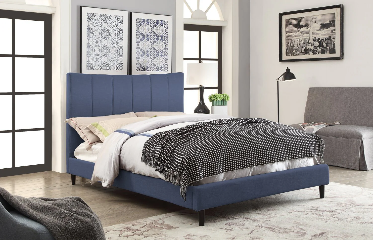 Caterina Platform Queen Bed - Navy - Image 4