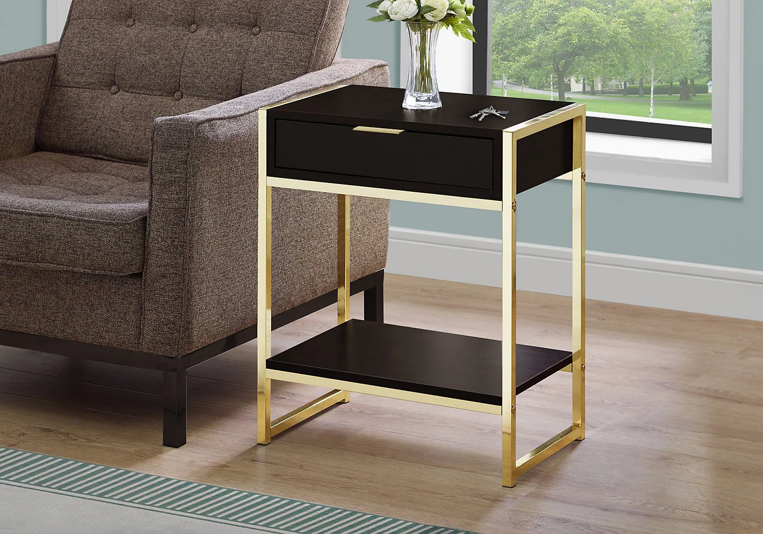 Cheshire Accent Table - Cappuccino/Gold - Image 3