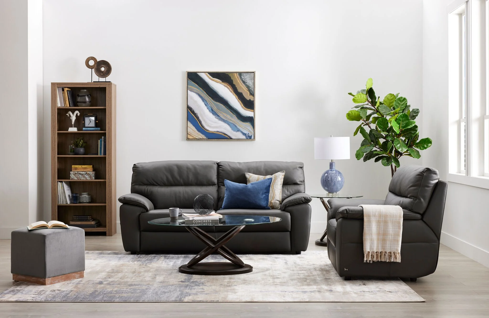 Chicago Leather Sofa - Grey - Image 2