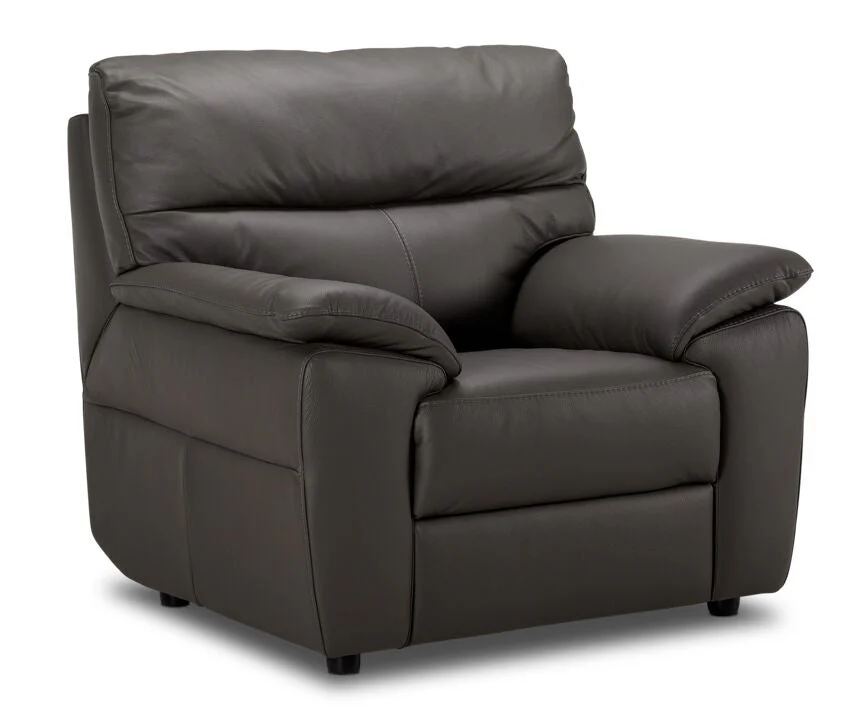 Chicago Leather Sofa, Loveseat and Chair Set - Grey - Image 4