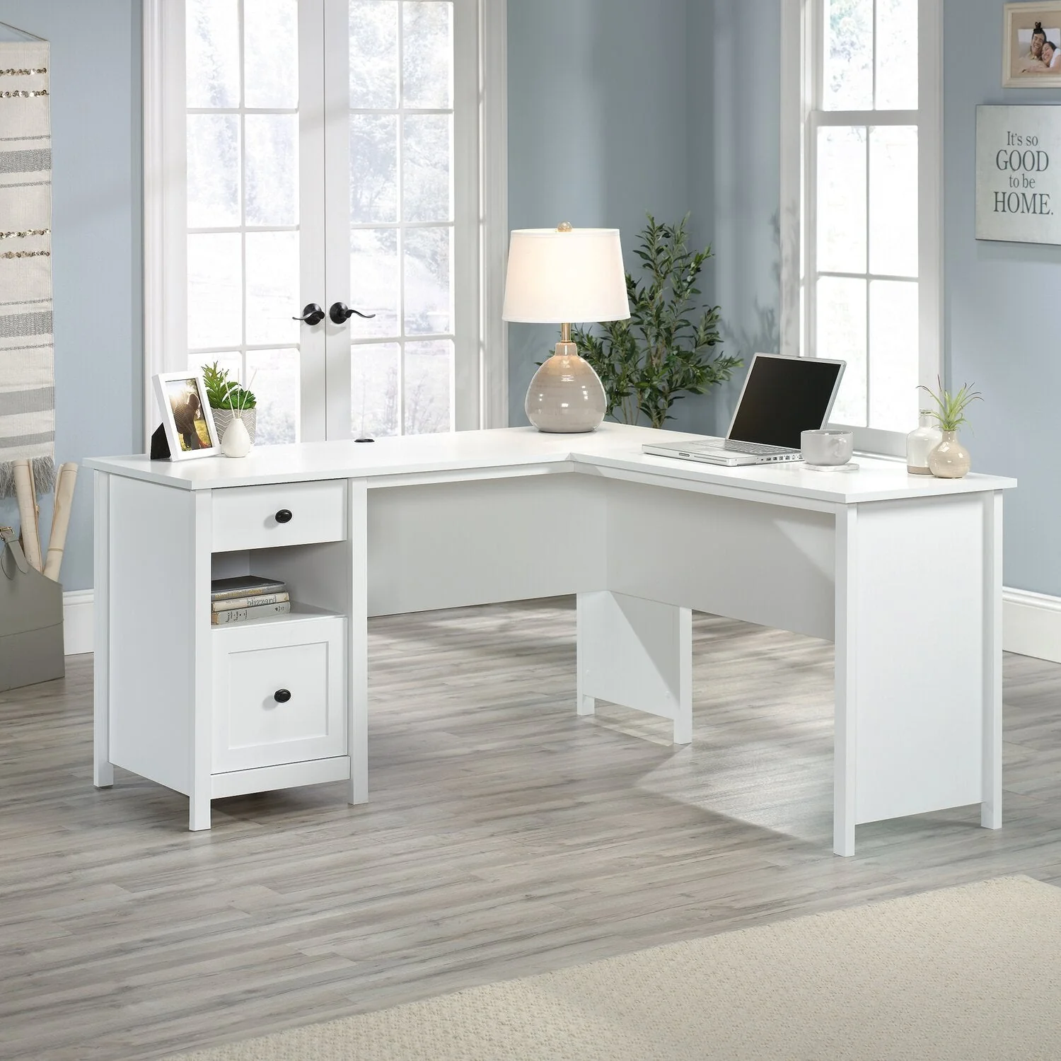 Chiney L-Shaped Desk - Soft White - Image 8