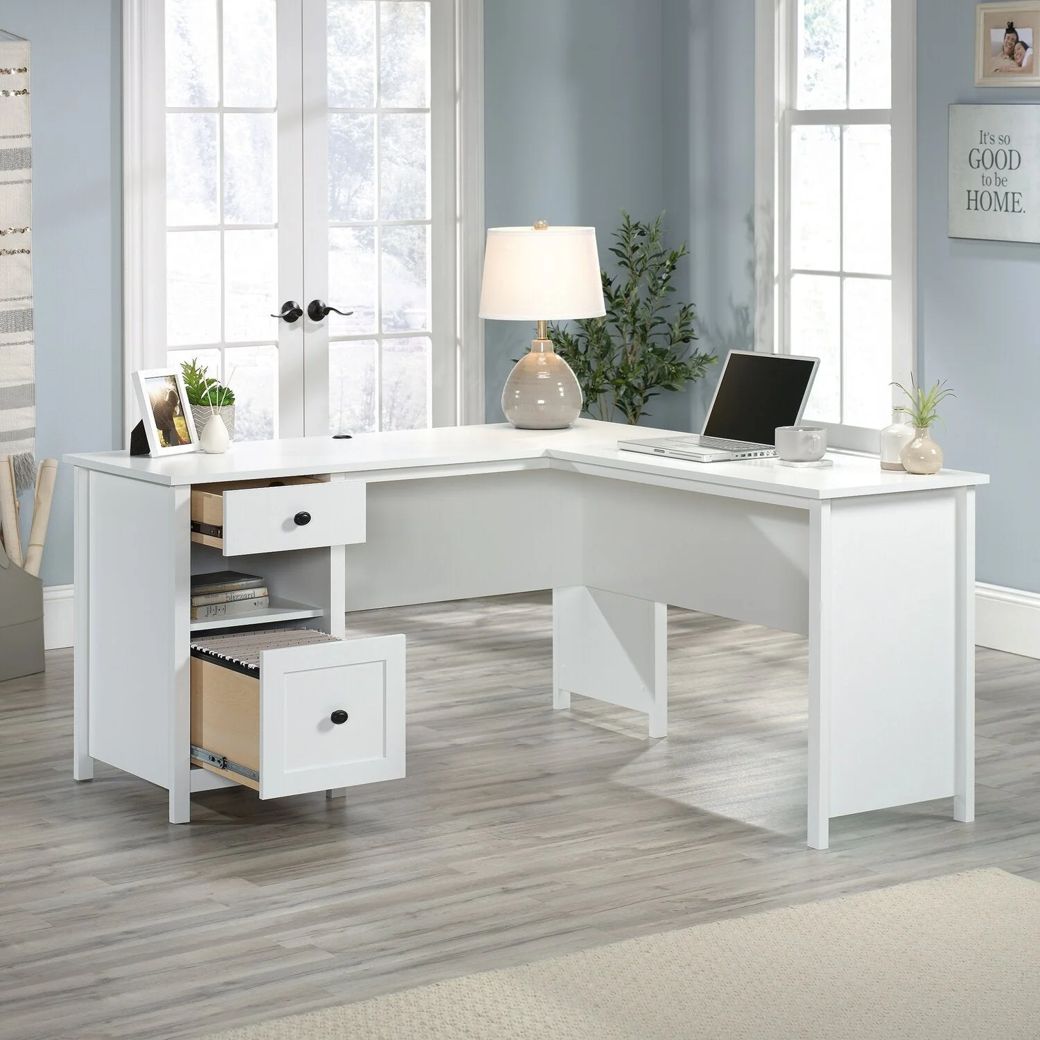 Chiney L-Shaped Desk - Soft White - Image 9