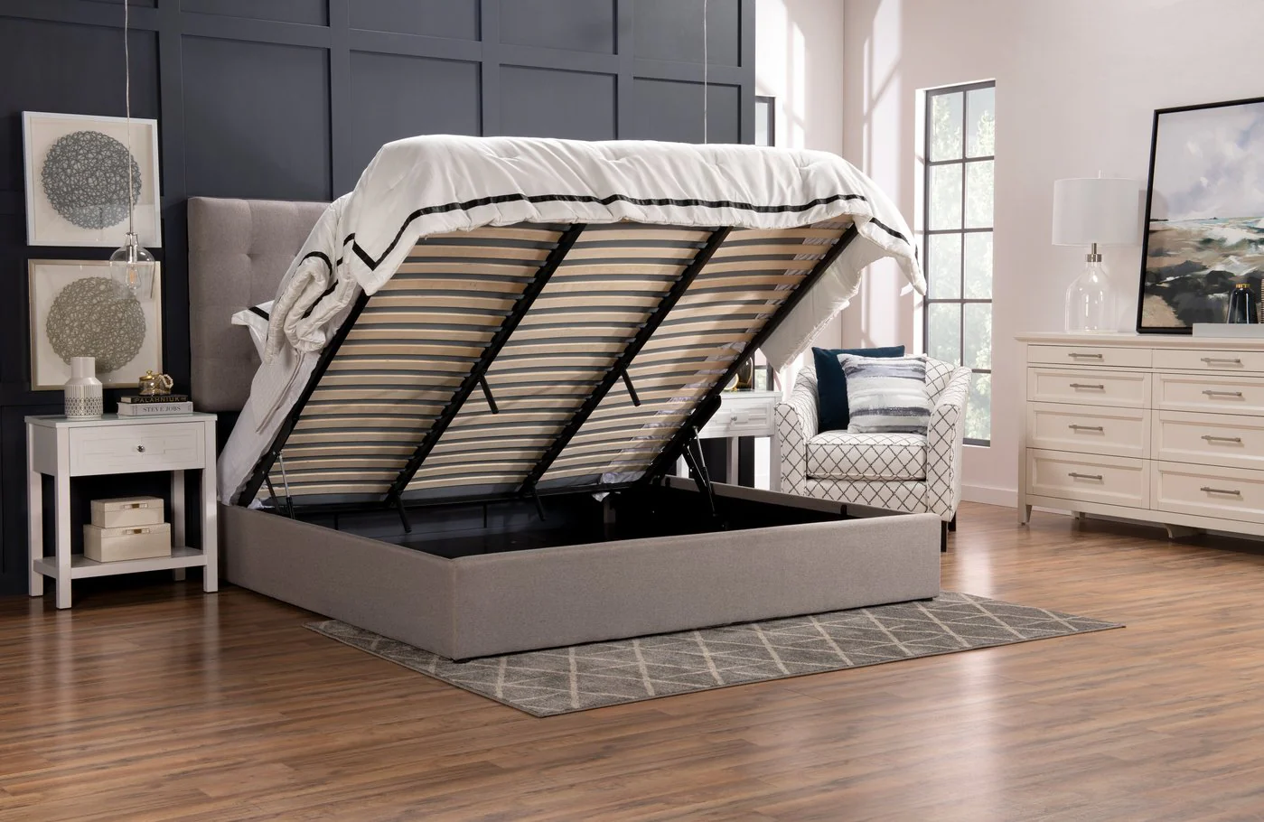 Clementina Storage King Bed - Taupe - Image 3