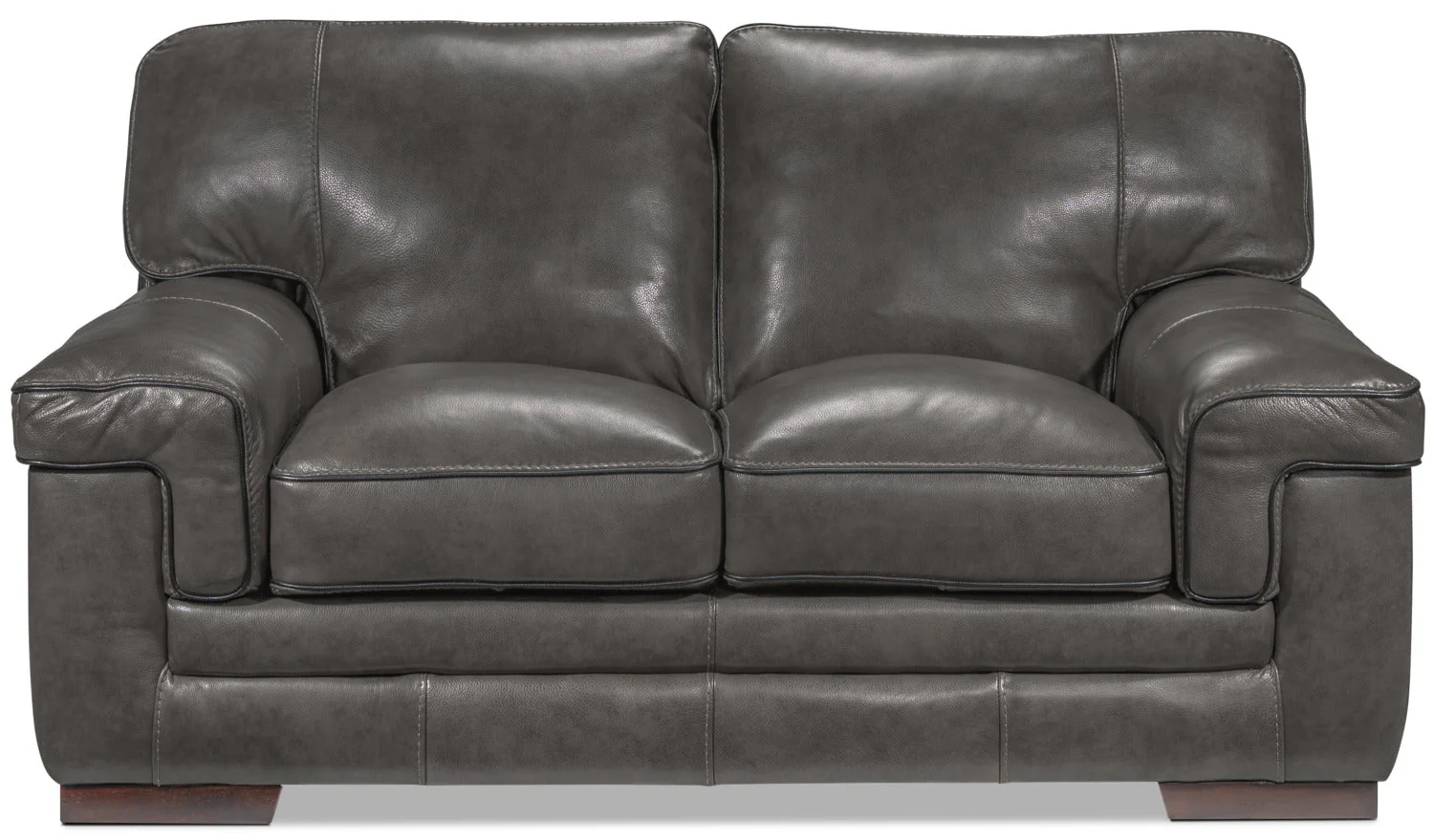 Colton Genuine Leather Loveseat - Charcoal - Image 2