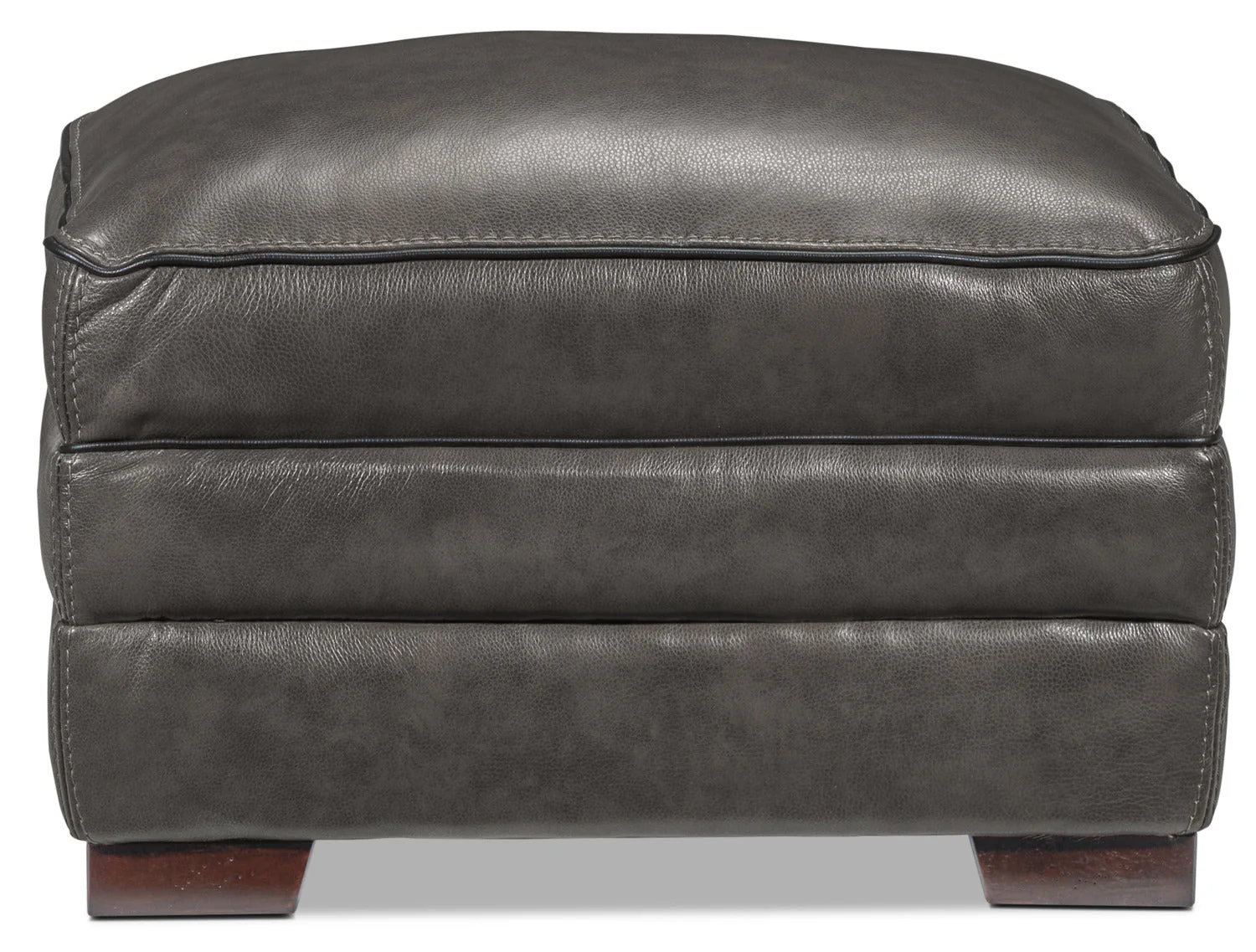 Colton Genuine Leather Ottoman - Charcoal - Image 2