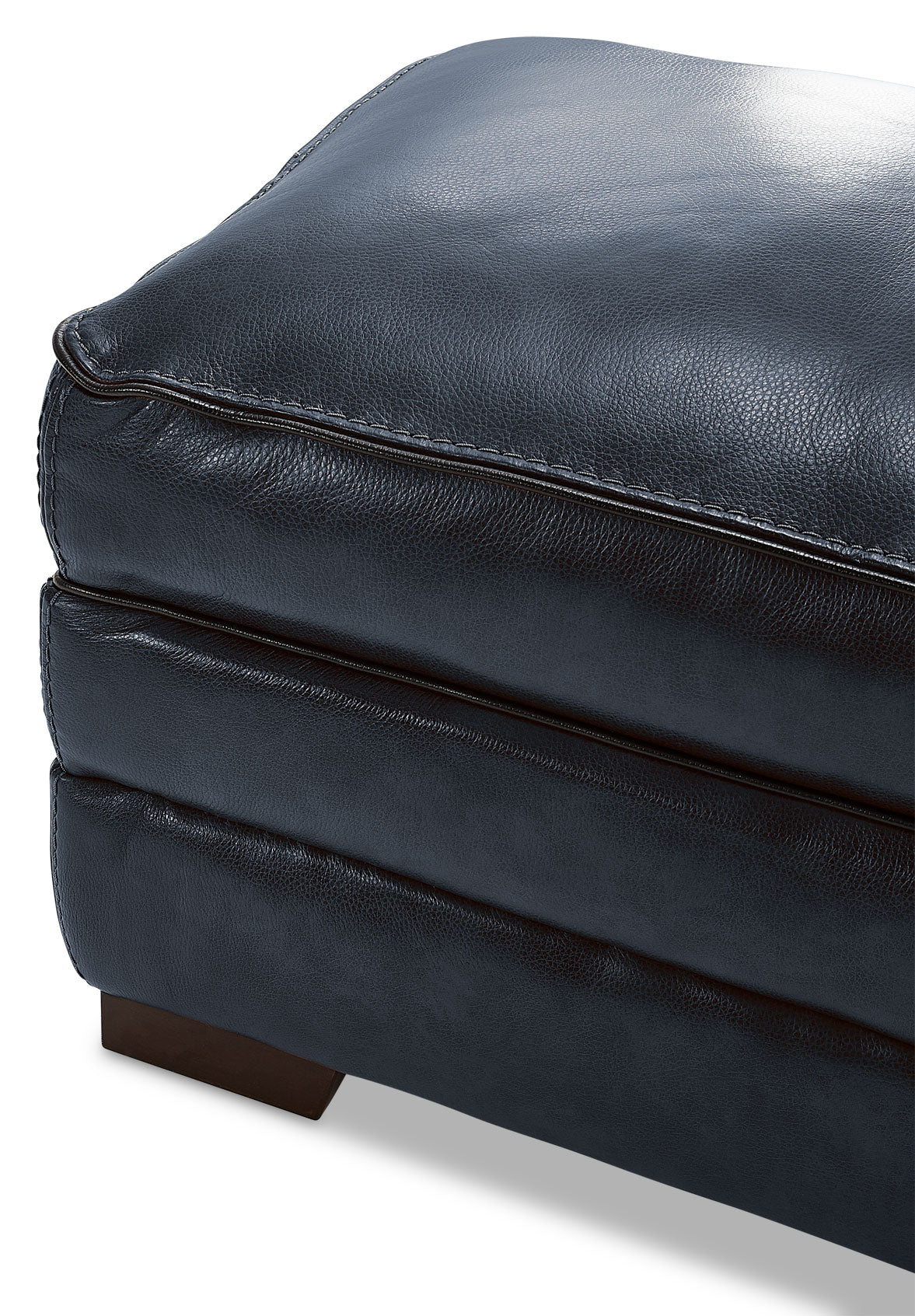 Colton Genuine Leather Ottoman - Cobalt - Image 3