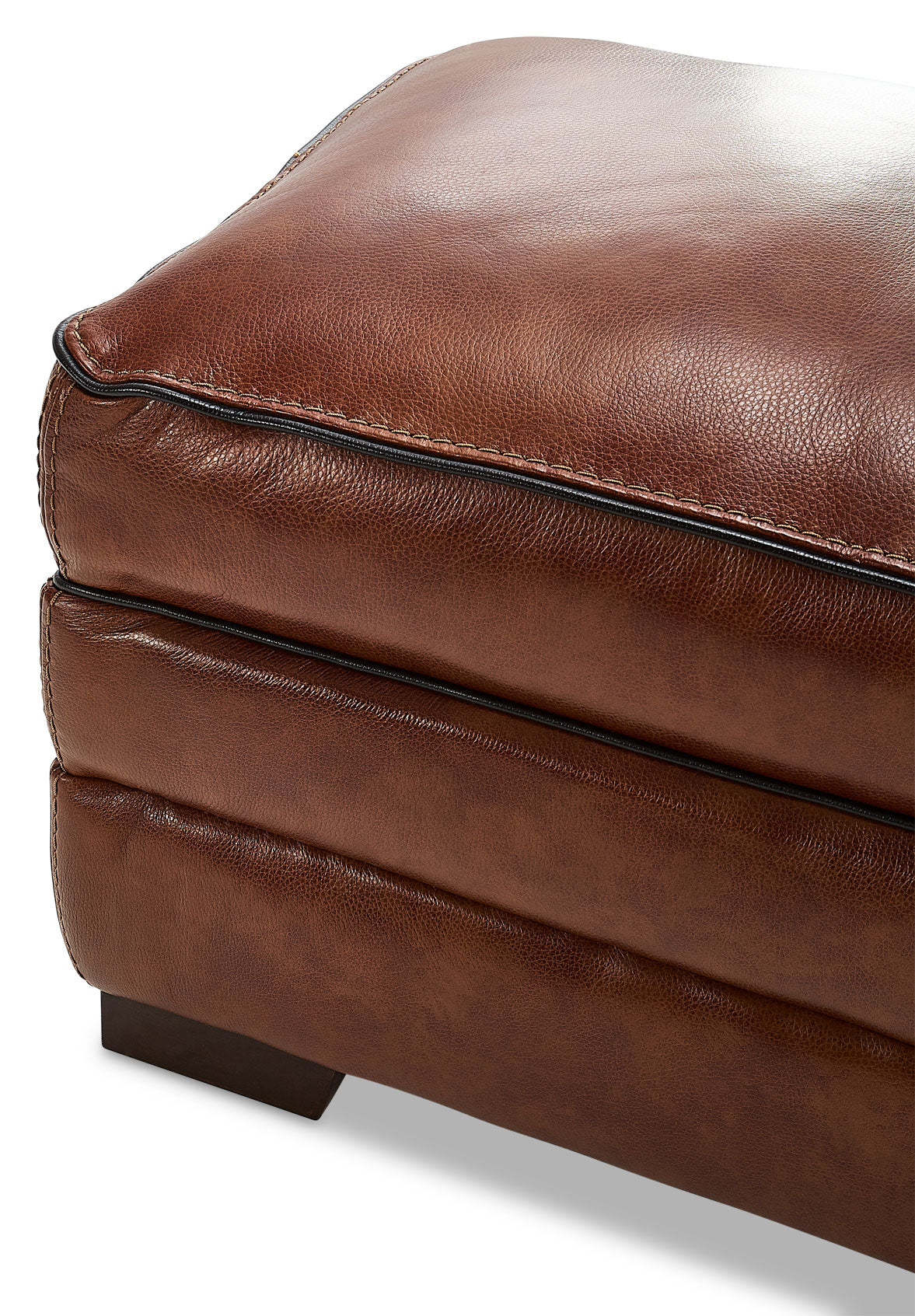 Colton Genuine Leather Ottoman - Cognac - Image 3