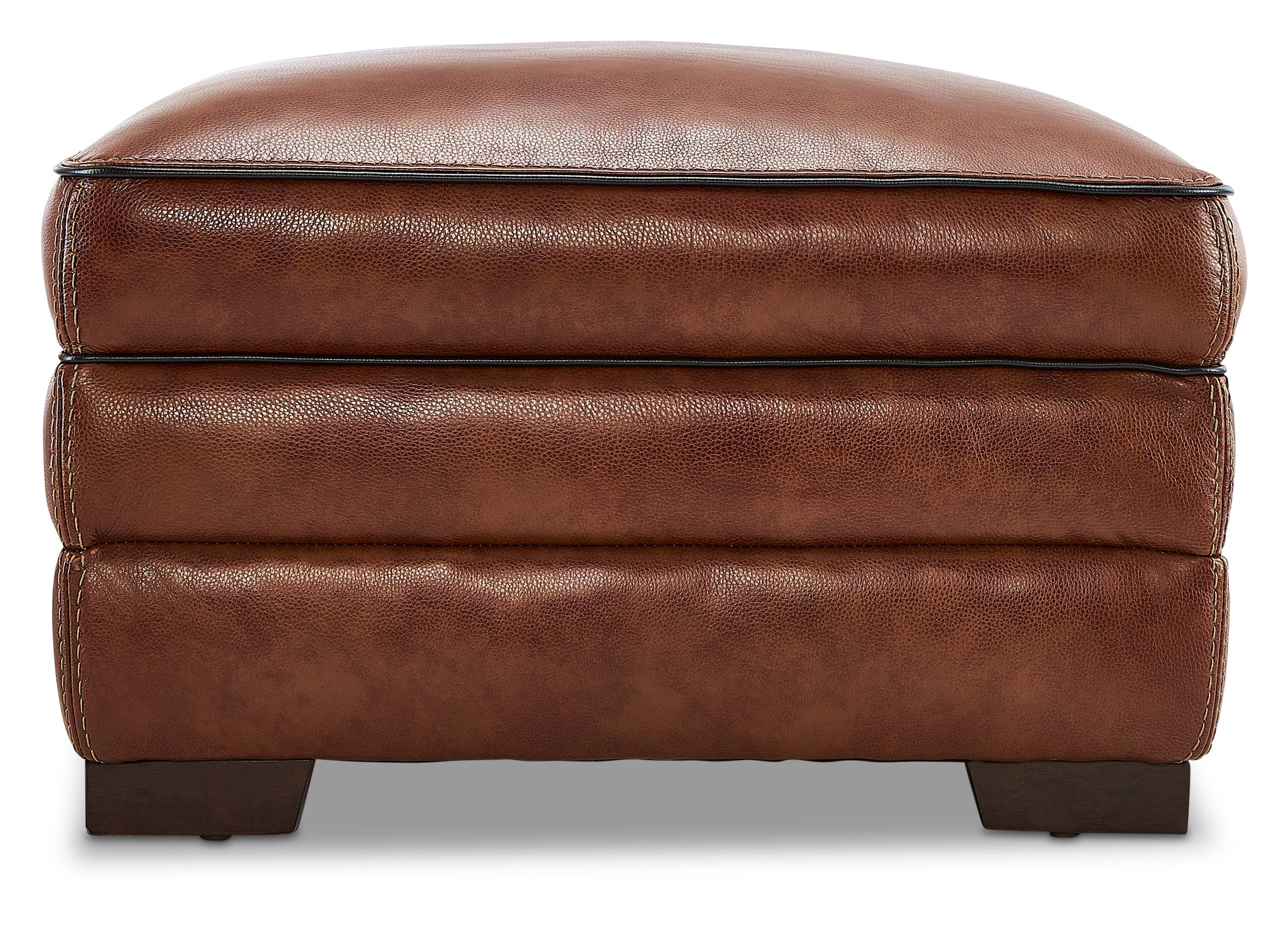 Colton Genuine Leather Ottoman - Cognac - Image 4