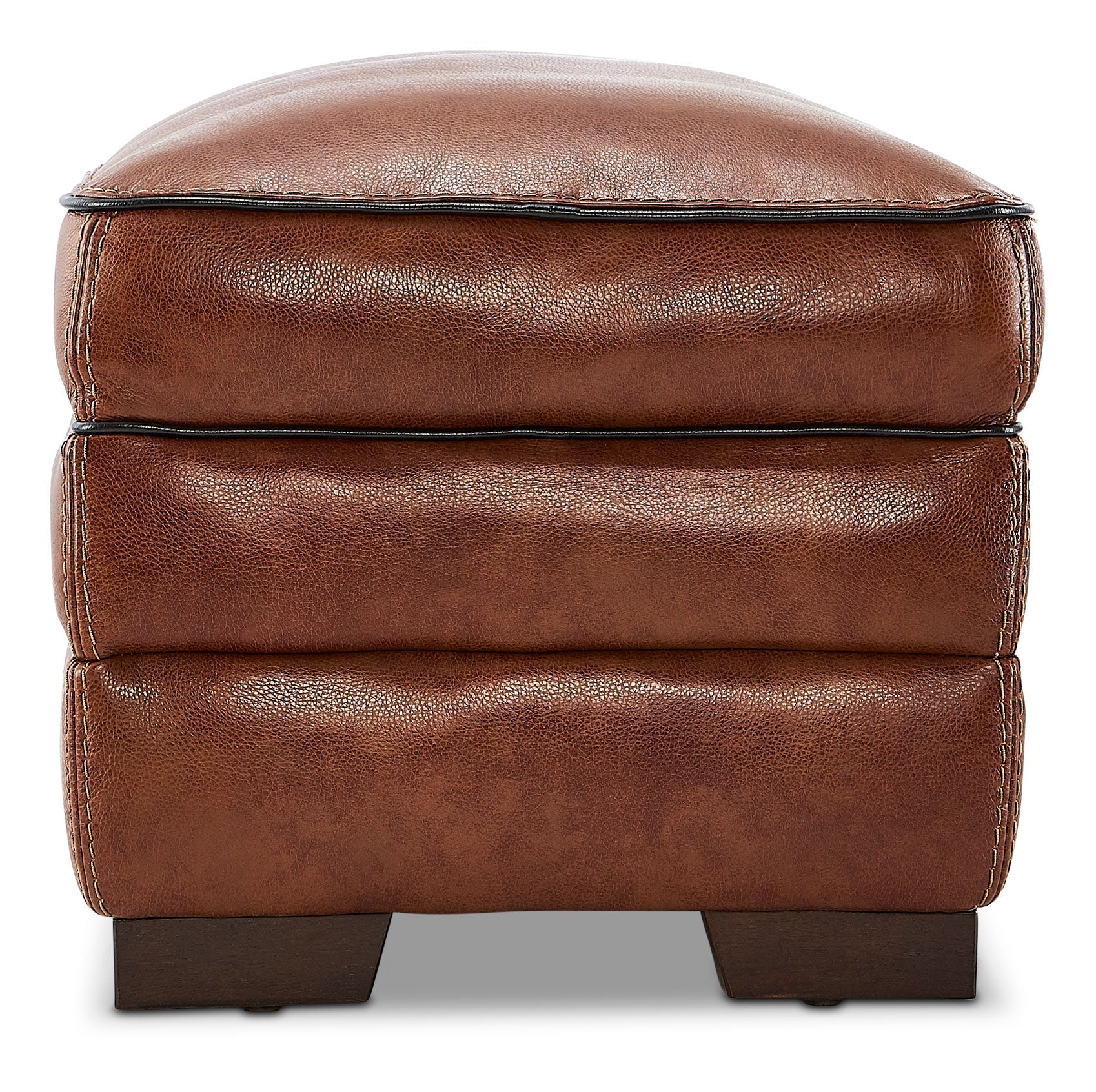 Colton Genuine Leather Ottoman - Cognac - Image 5