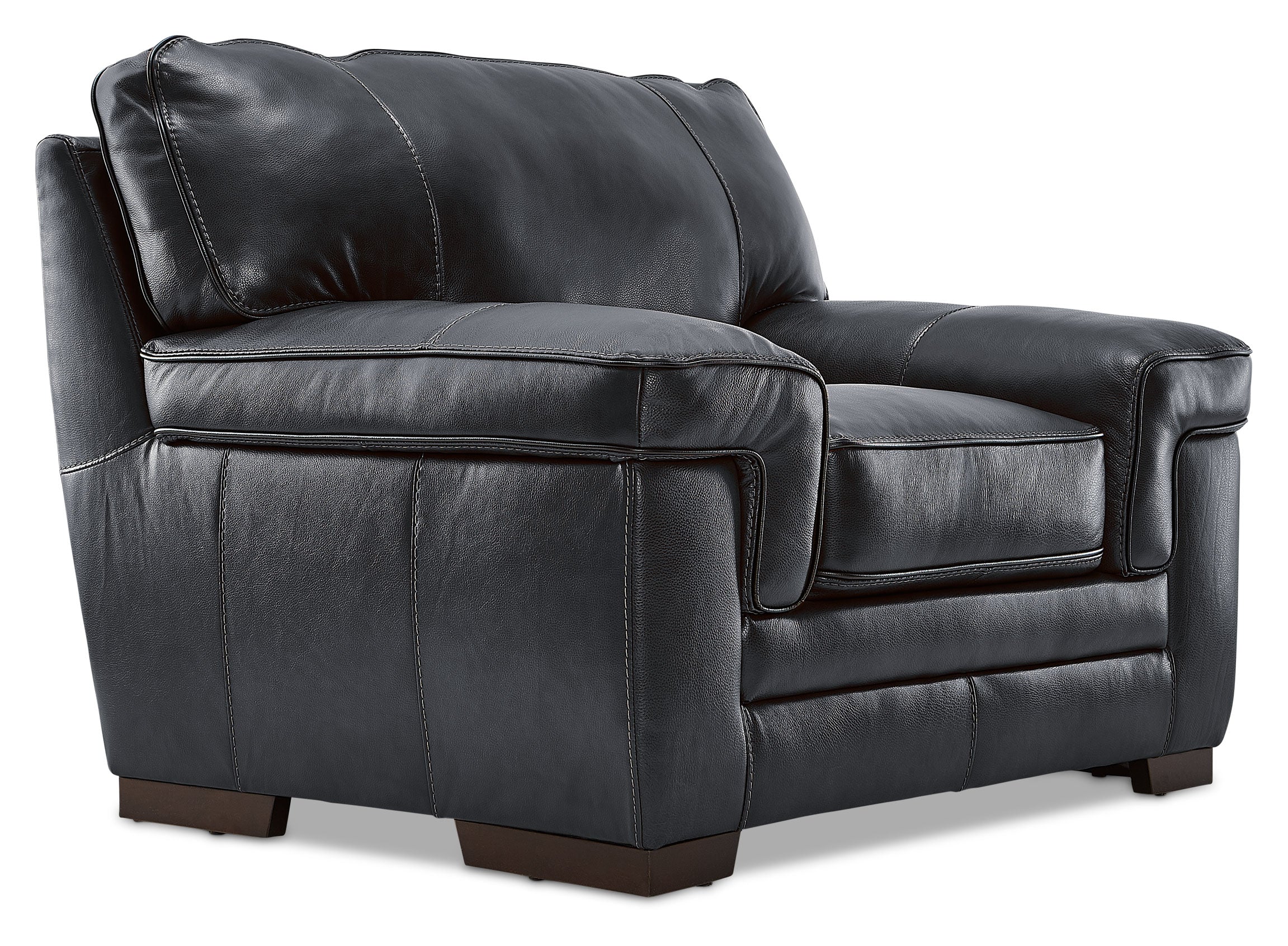Colton Genuine Leather Sofa and Chair Set - Charcoal - Image 3