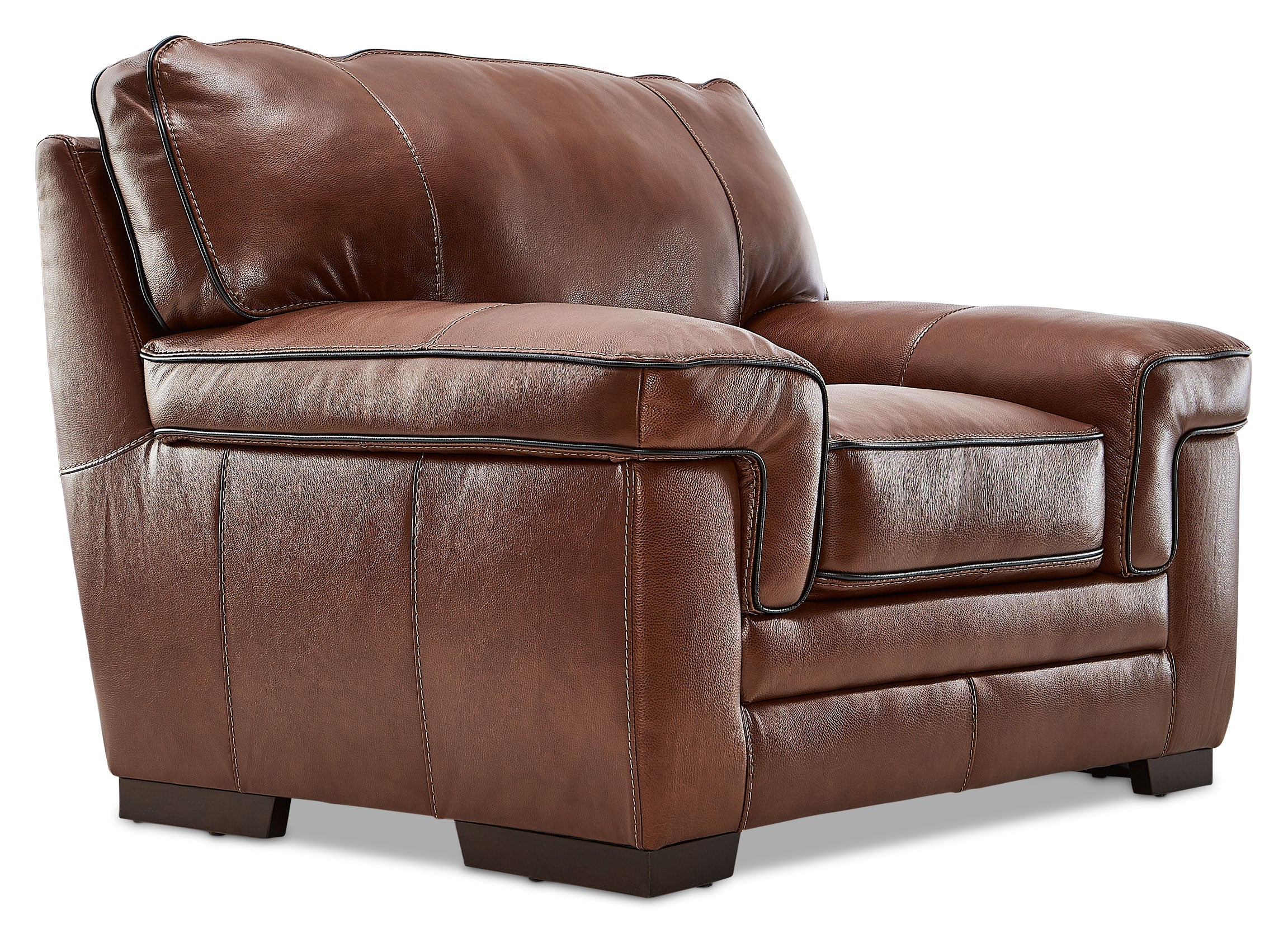Colton Genuine Leather Sofa and Chair Set - Cognac - Image 3