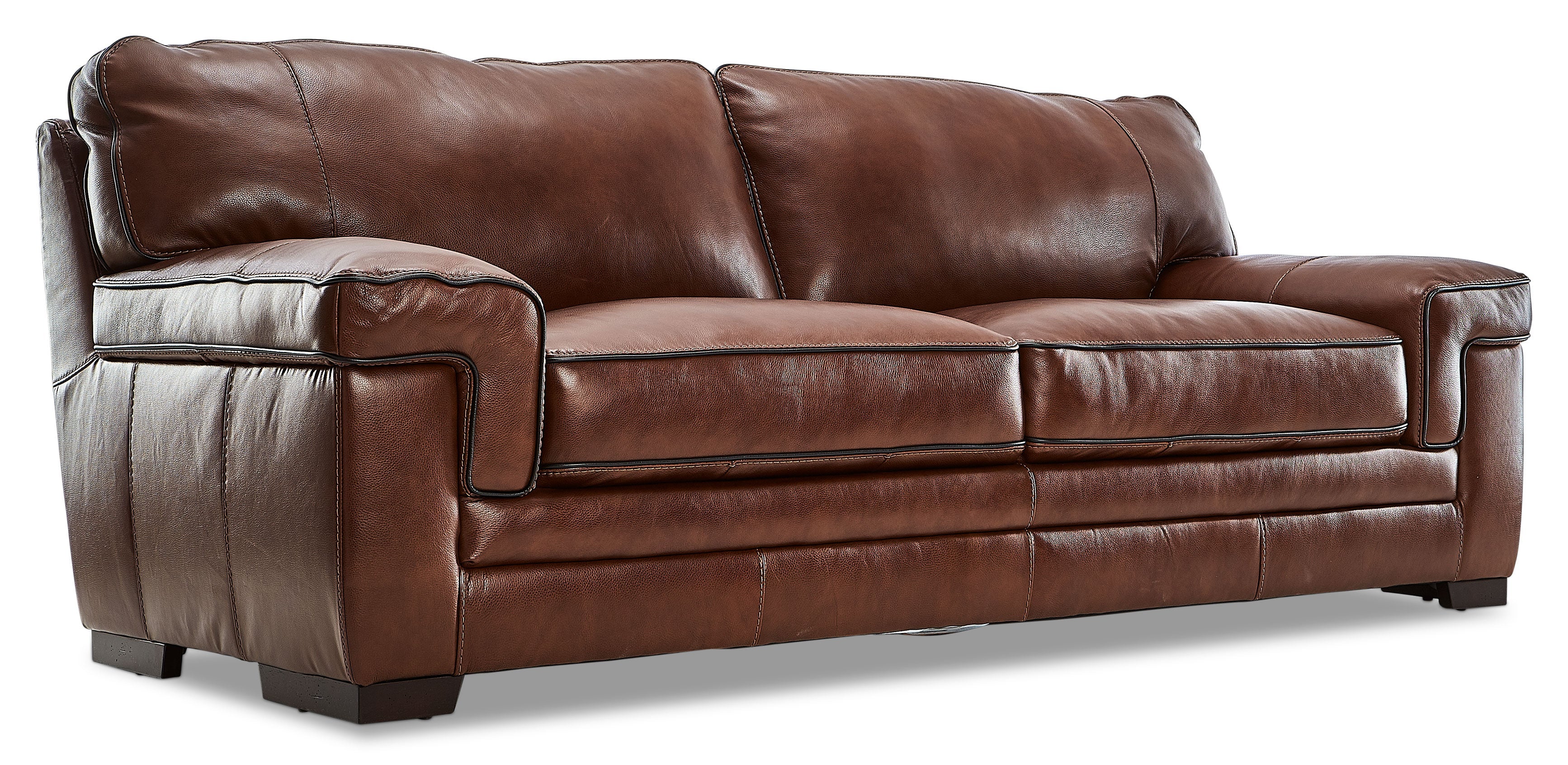 Colton Genuine Leather Sofa and Loveseat Set - Cognac - Image 2
