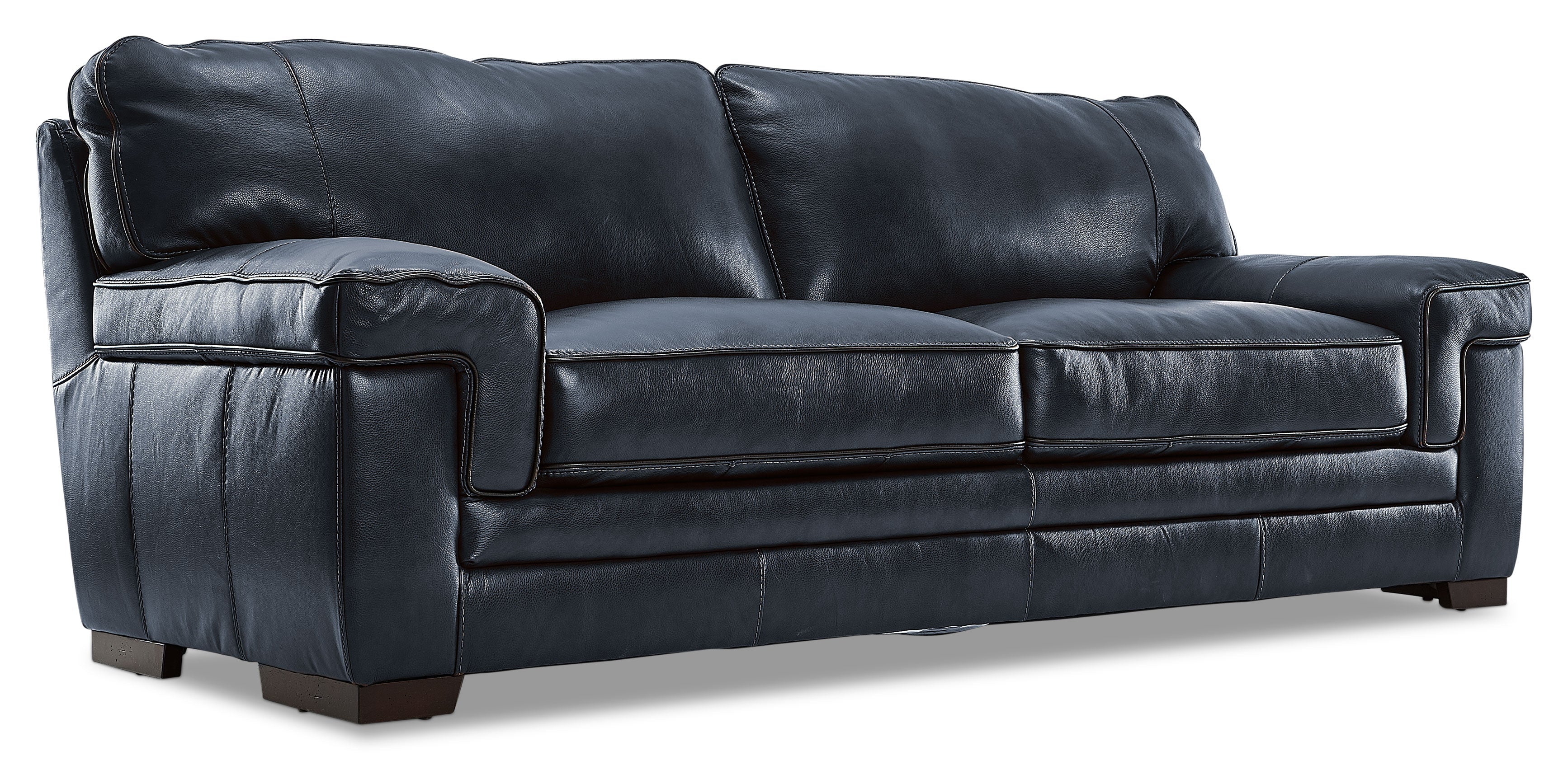 Colton Genuine Leather Sofa, Loveseat and Chair Set - Cobalt - Image 2