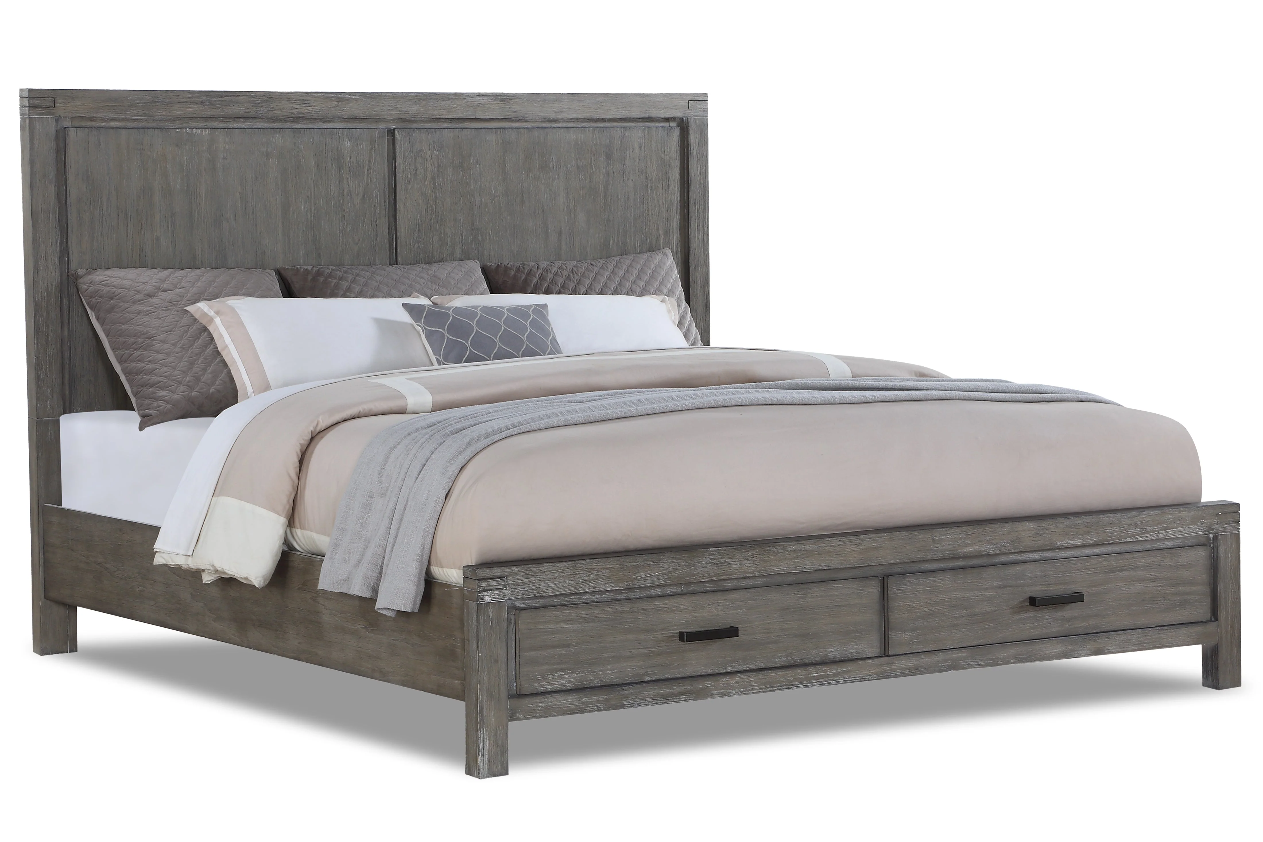 Conrad 6-Piece King Bedroom Set - Wire-Brushed Grey - Image 3