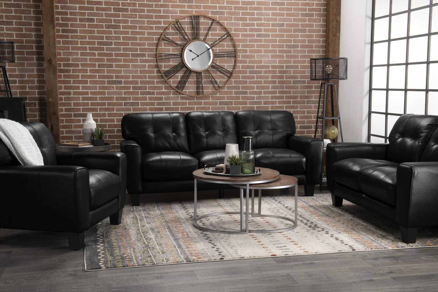 Cousteau Genuine Leather Loveseat - Black - Image 3