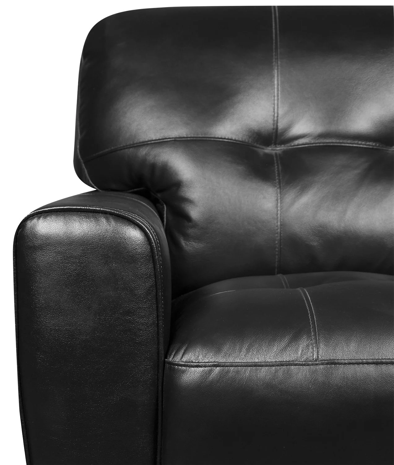 Cousteau Genuine Leather Loveseat - Black - Image 5