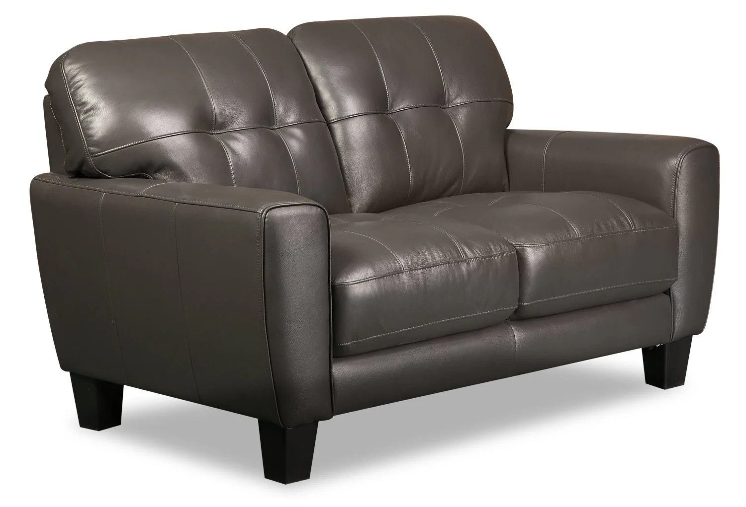 Cousteau Genuine Leather Loveseat - Grey - Image 2