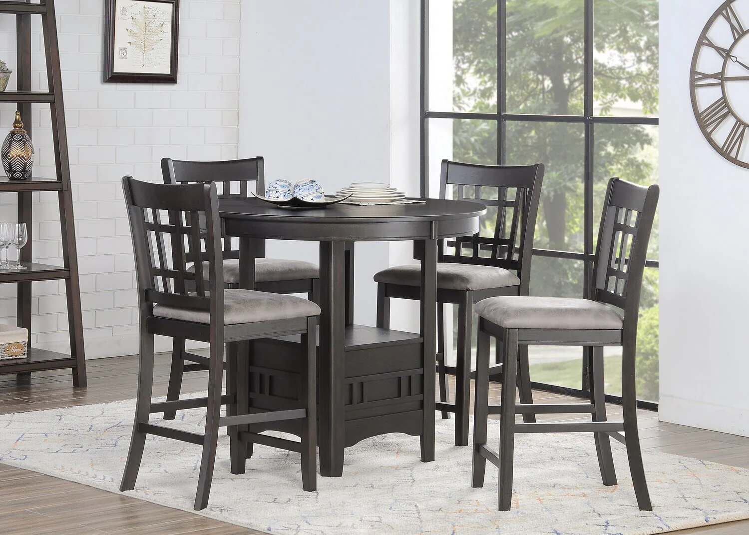 Coventry 5-Piece Counter-Height Extendable Dining Table Set - Grey-Brown - Image 10