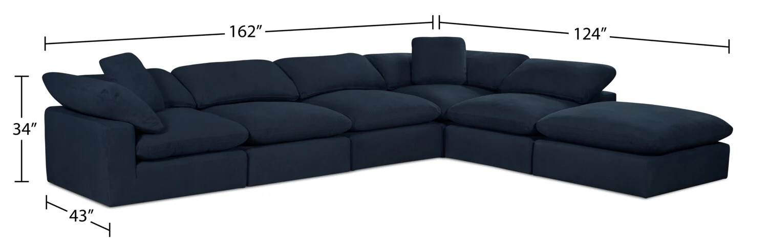 Dalyn 6-Piece Linen-Look Fabric Modular Sectional - Navy - Image 10