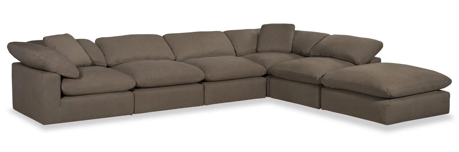 Dalyn 6-Piece Linen-Look Fabric Modular Sectional - Slate