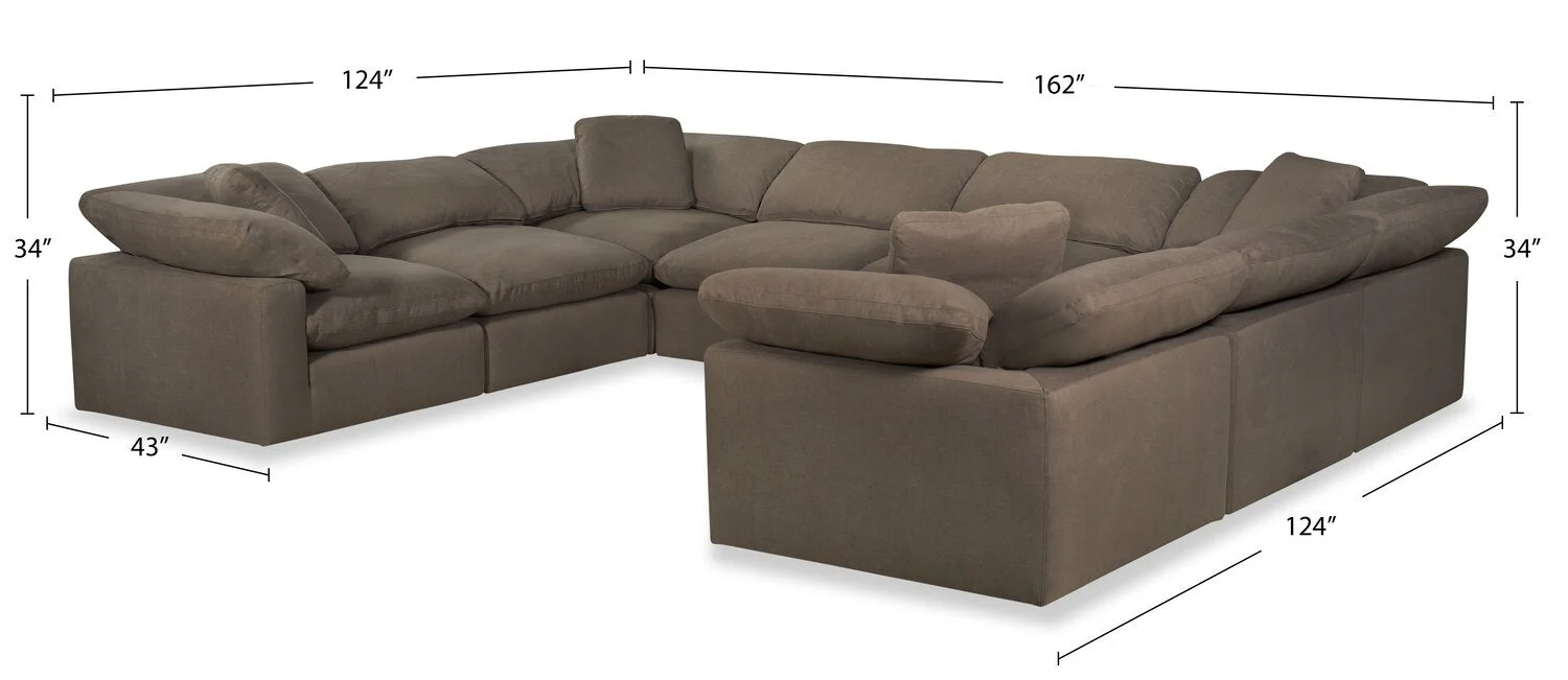 Dalyn 8-Piece Linen-Look Fabric Modular Sectional - Slate - Image 10