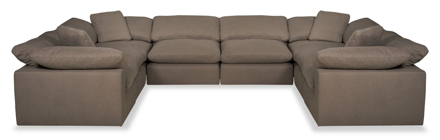 Dalyn 8-Piece Linen-Look Fabric Modular Sectional - Slate - Image 2